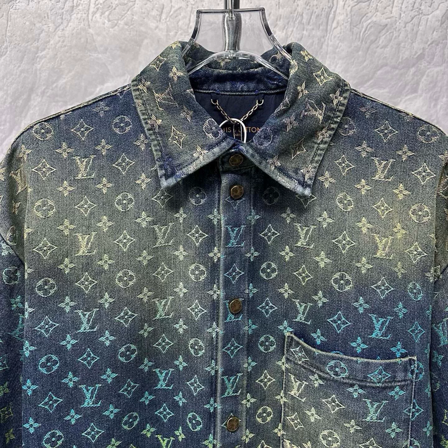Louis Vuitton Rainbow Gradient Denim Short Sleeve Shirt — front