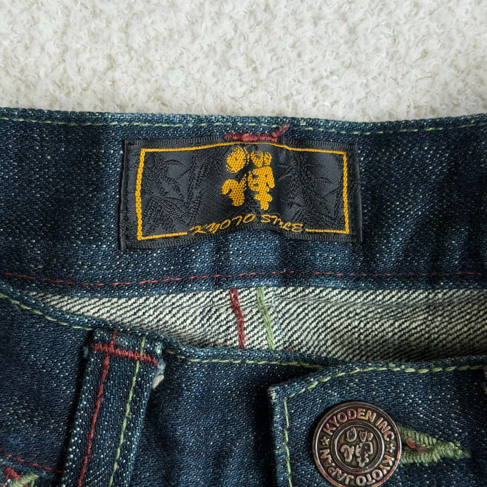 ZEN Hand-painted Goldfish Dark Blue Jeans — back