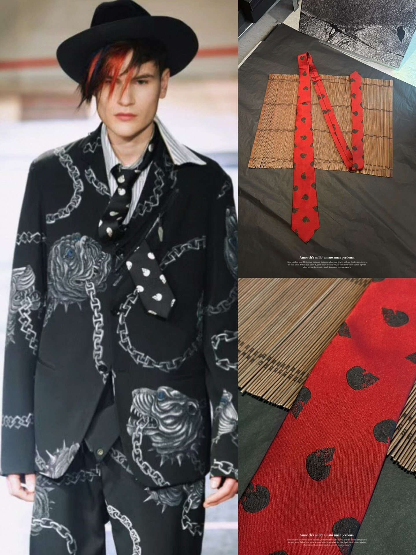 Yohji Yamamoto 14AW Red Skull Silk Tie
