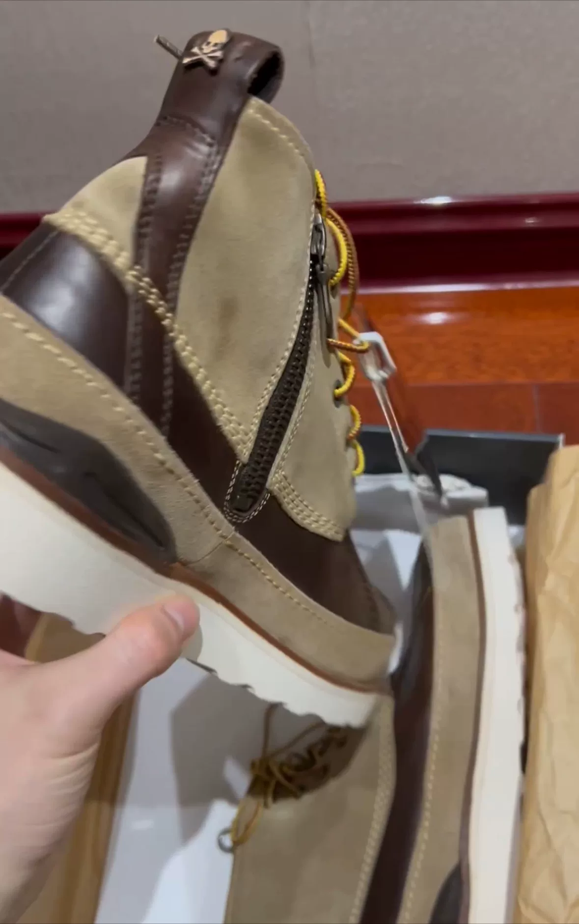 Visvim MMJ Decoy Duck Boots Brown — detail
