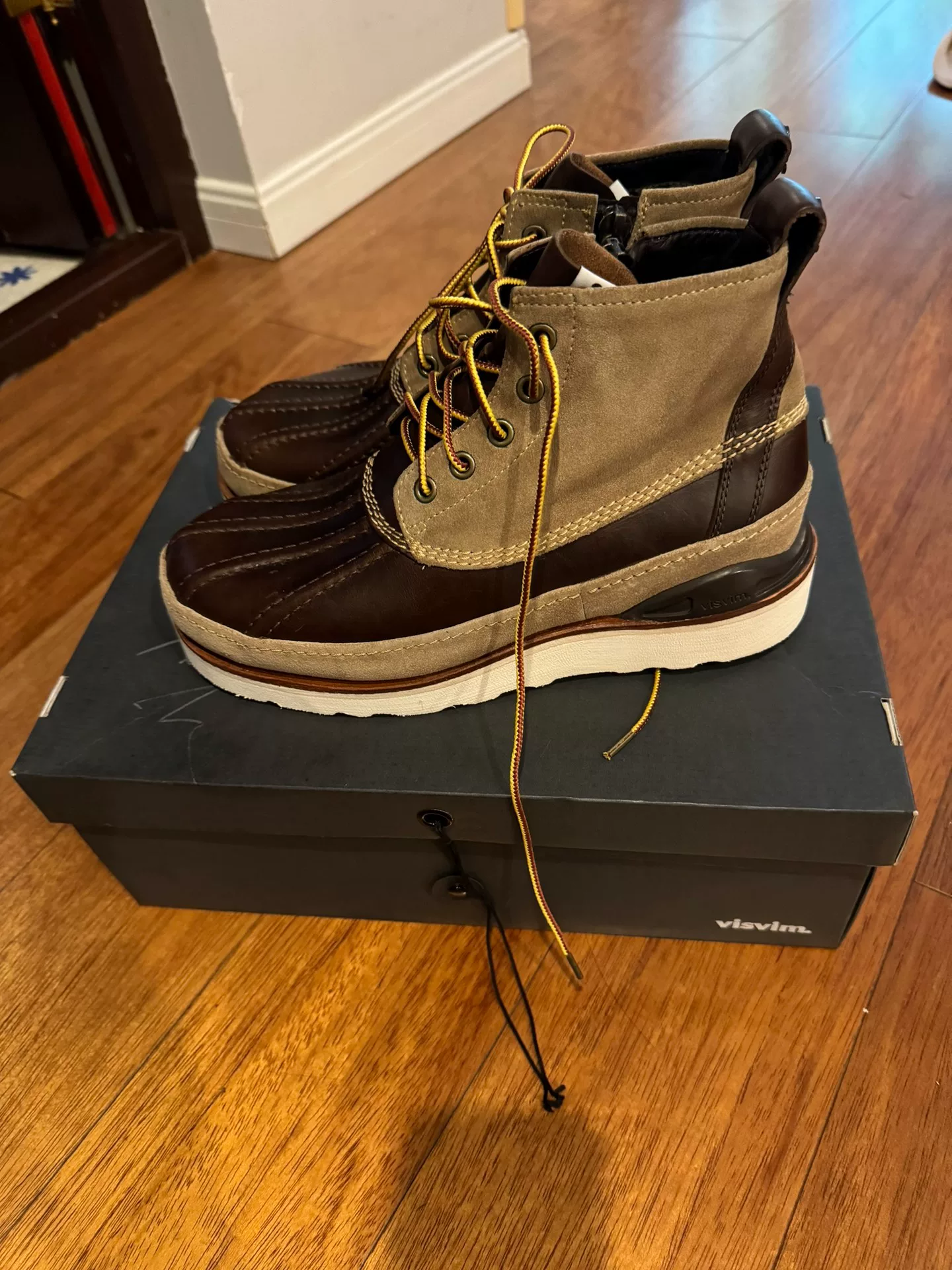 Visvim MMJ Decoy Duck Boots Brown — front