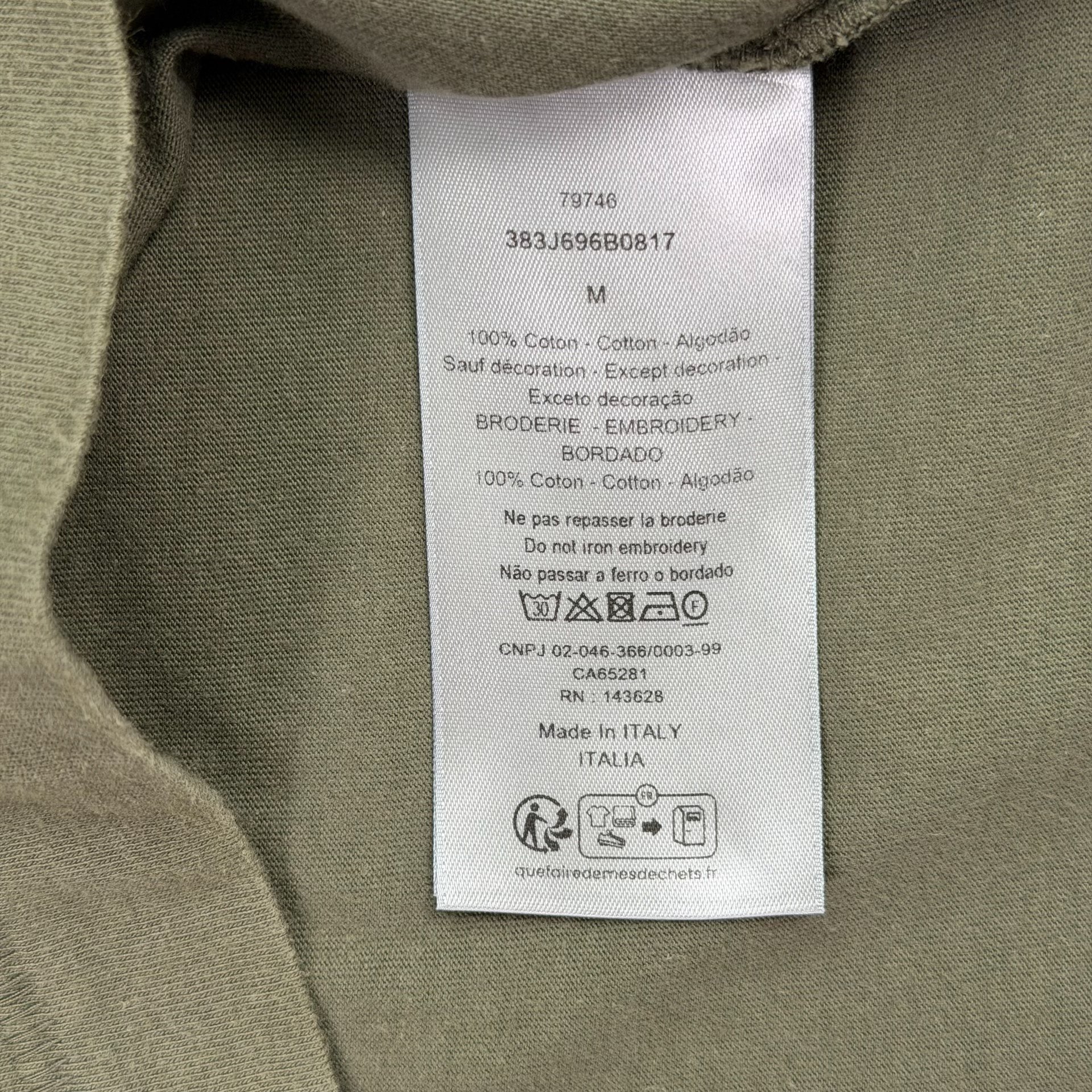 Dior Olive Green Chest Logo T-shirt — back