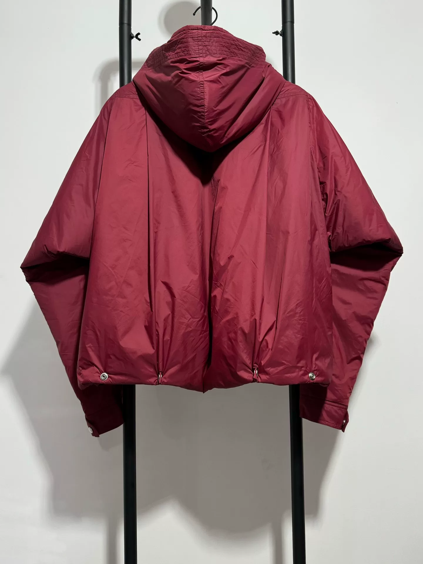 Rick Owens Burgundy Short Hooded Jacket — front