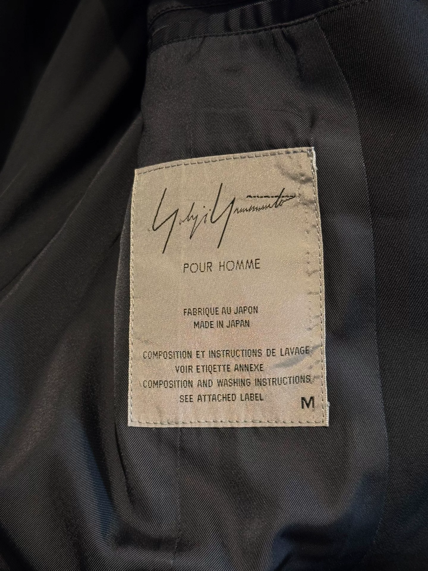 Yohji Yamamoto 94AW Hand-Stitched Suit — detail