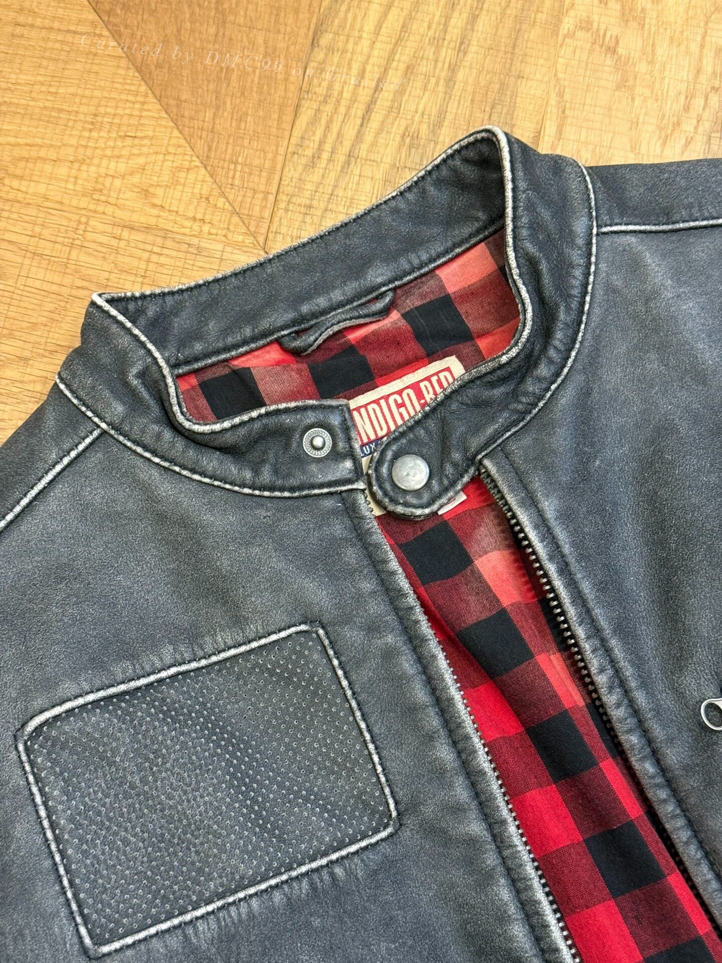 Vintage Harley Davidson Distressed Leather Jacket — detail