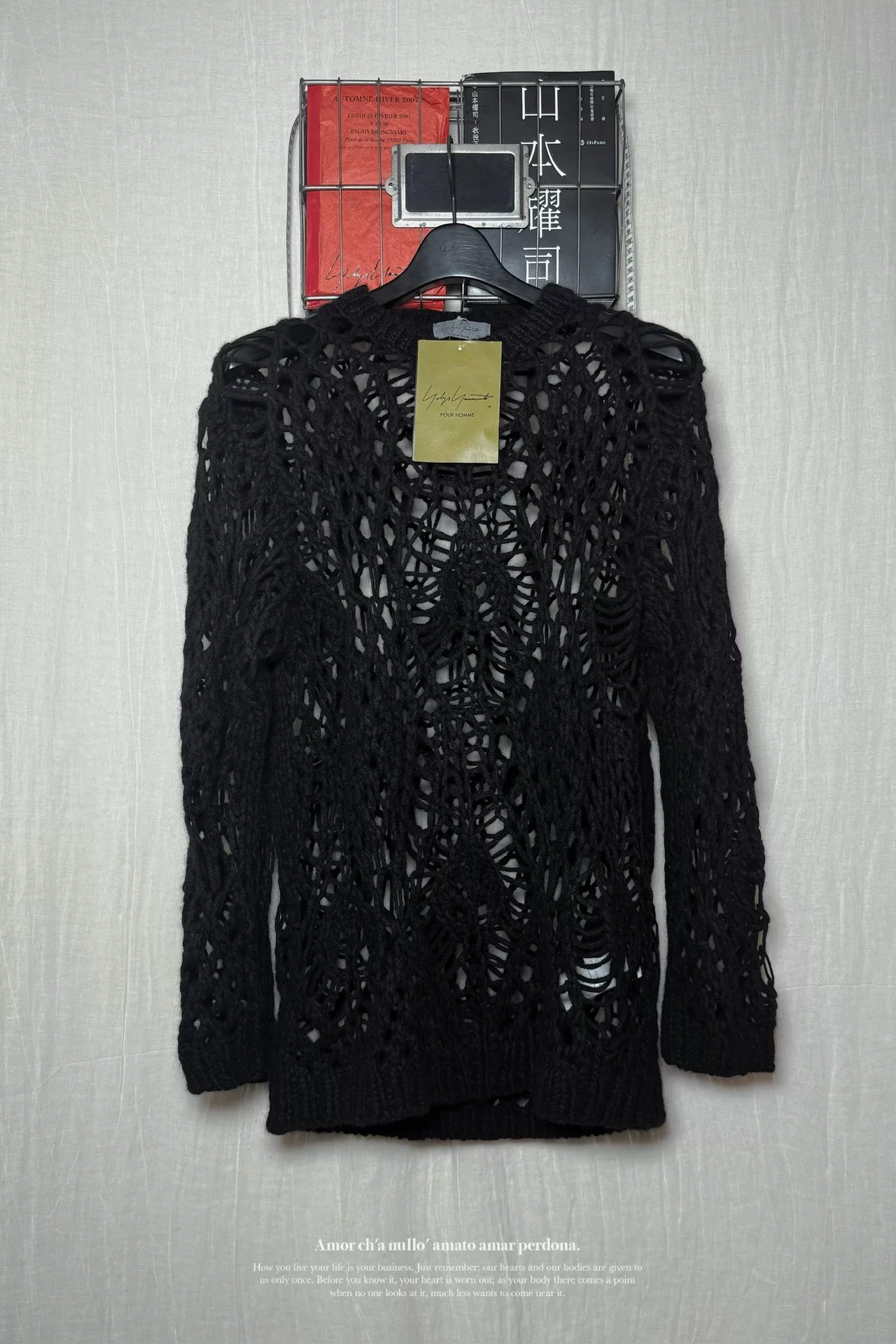 Yohji Yamamoto 23AW Openwork Wool Knit Top — detail