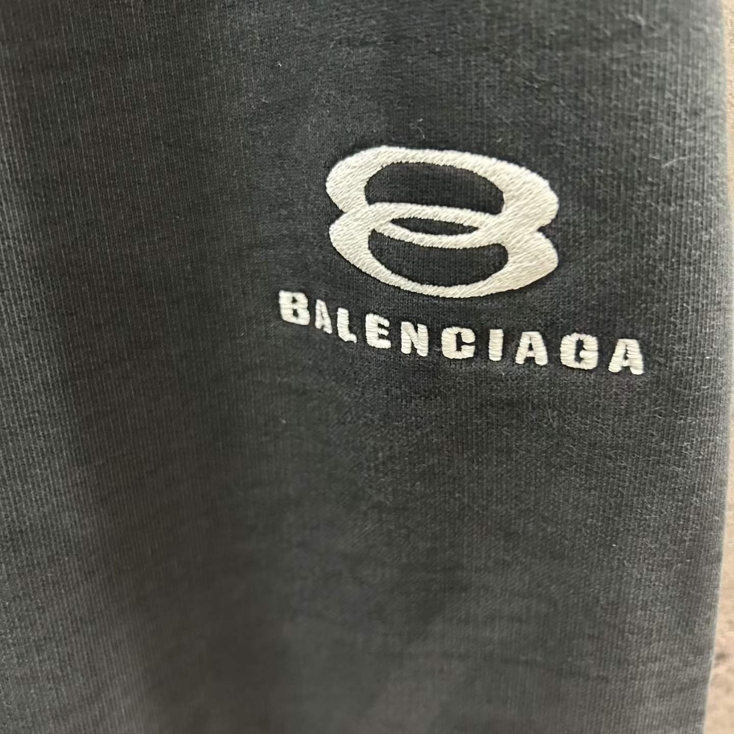 Balenciaga Distressed Embroidered Track Pants — detail