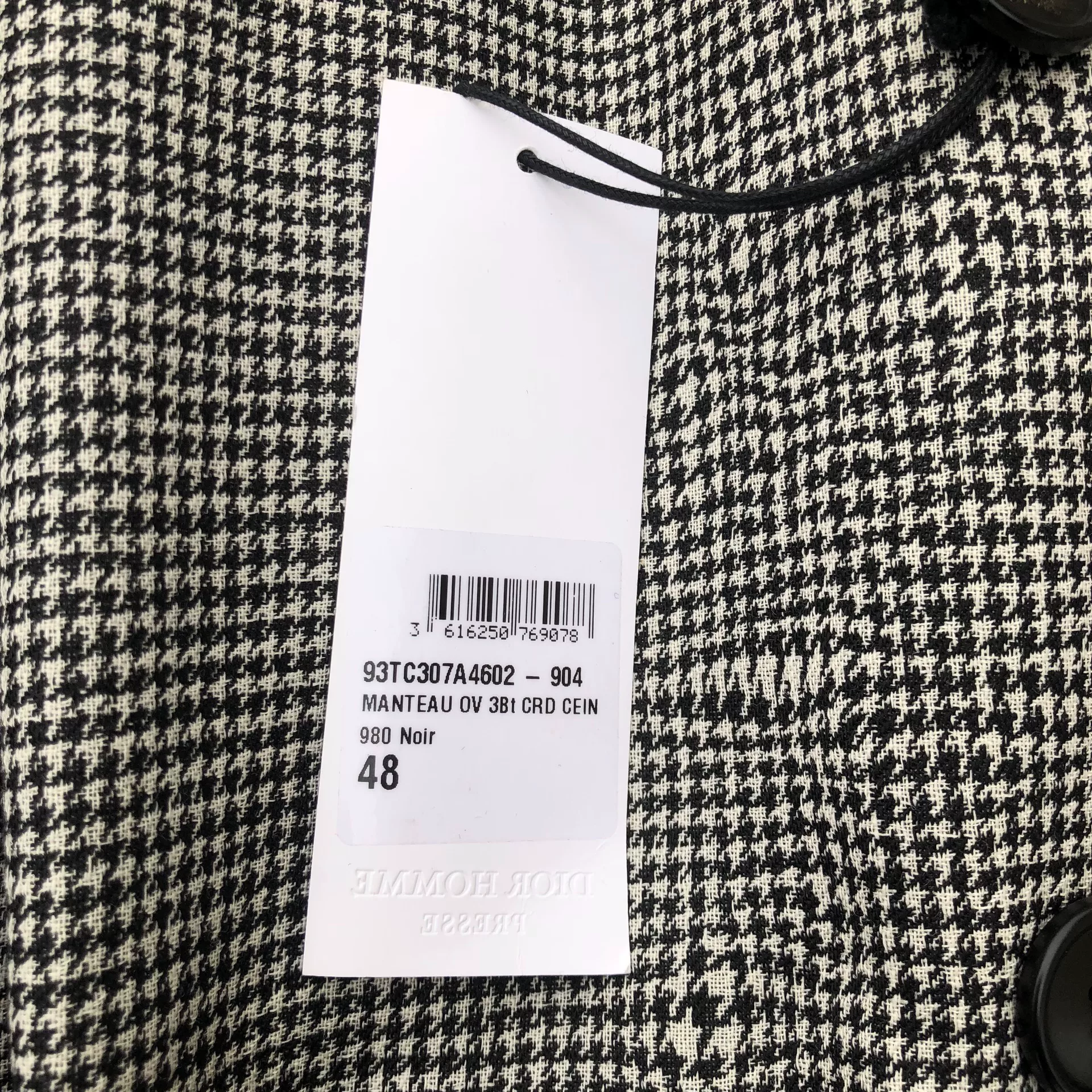 Dior Long Houndstooth Buckle Coat — back