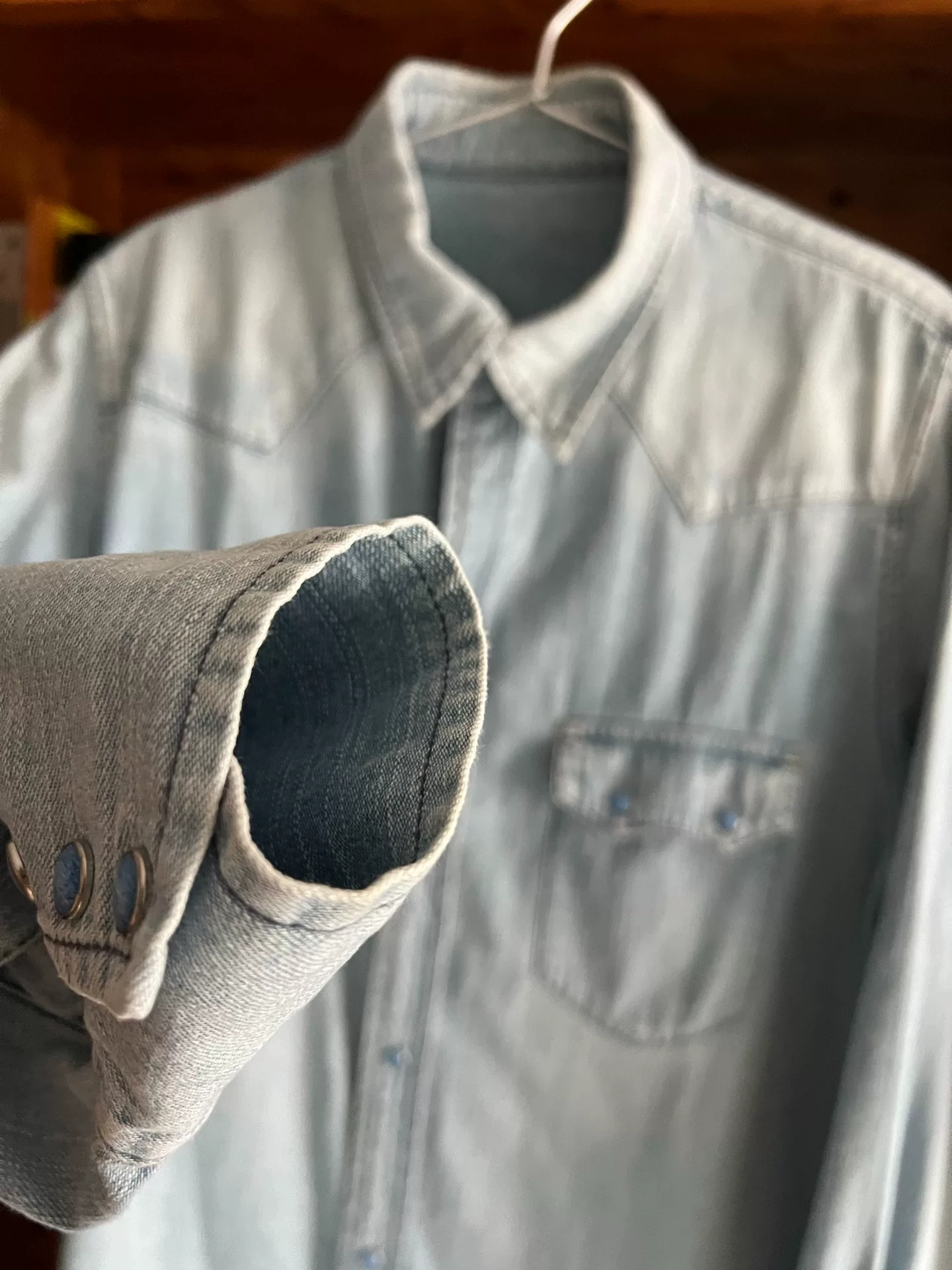 Porter Classic Washed Distressed Denim Shirt — label