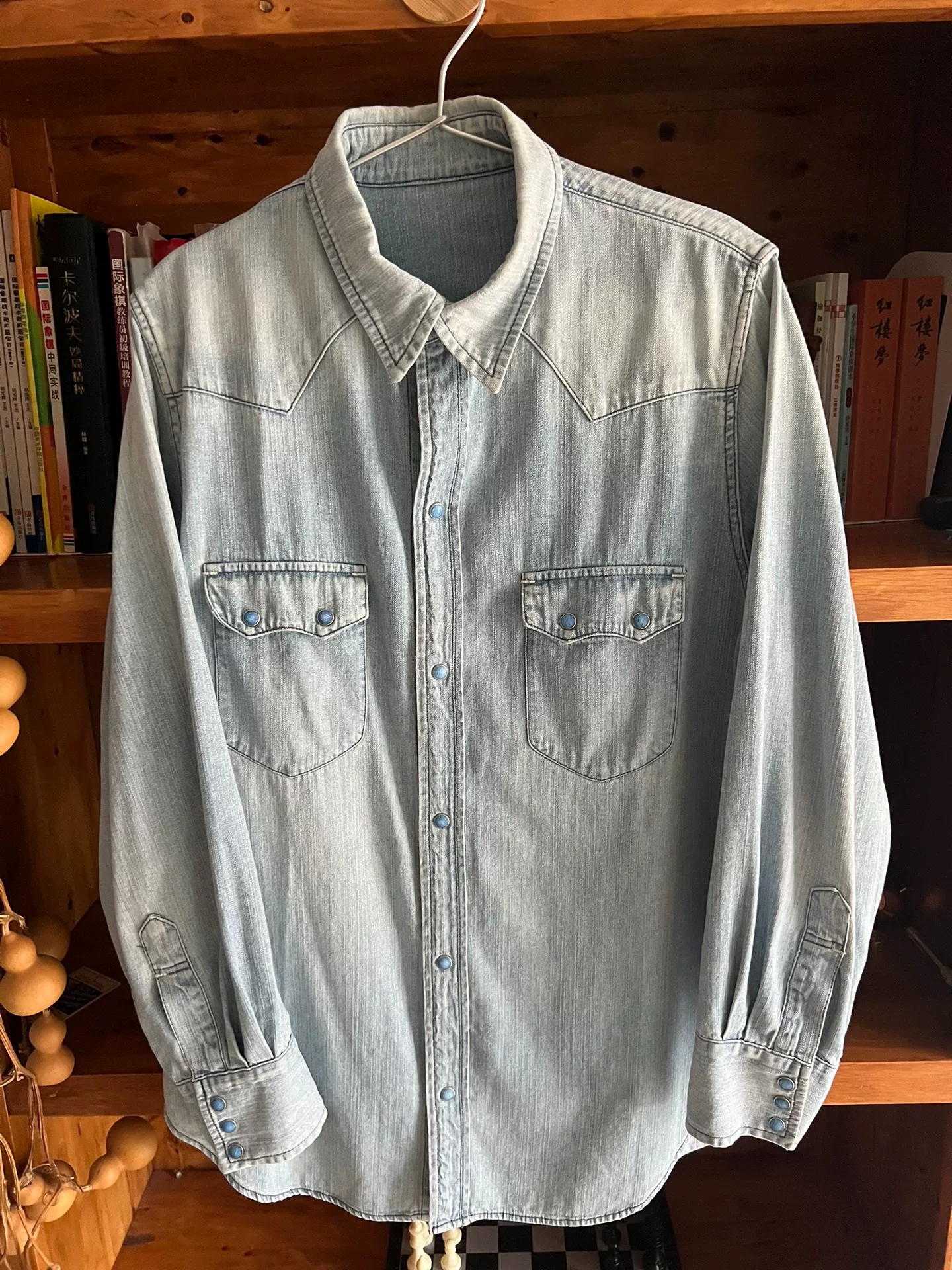 Porter Classic Washed Distressed Denim Shirt — back