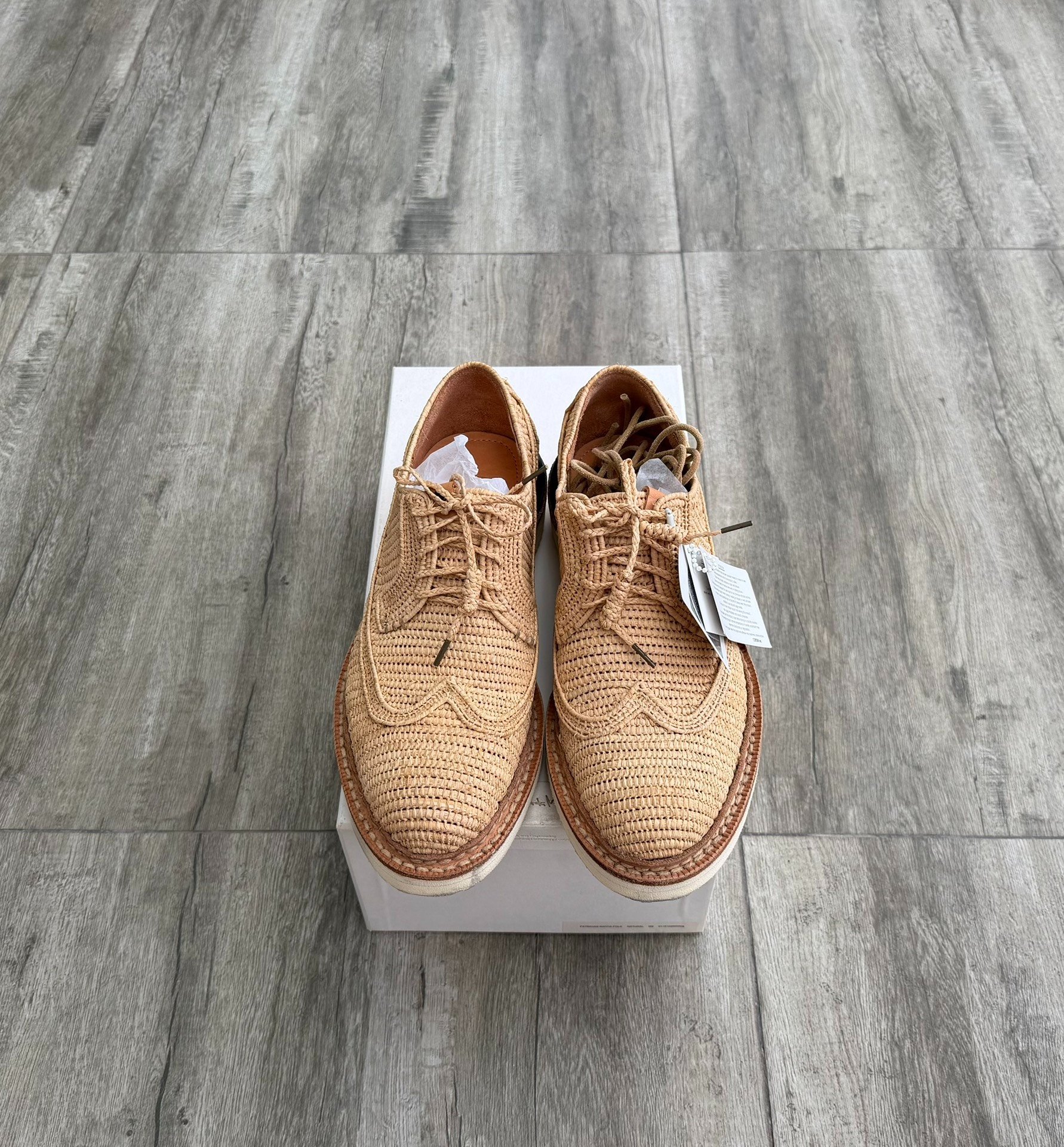 Visvim Patrician Raffia-Folk Low-Top Shoes