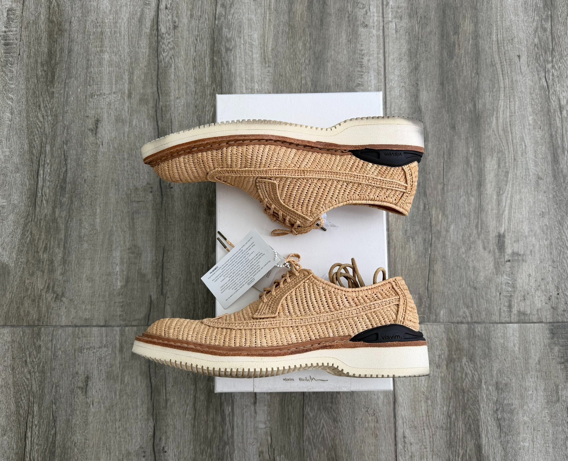 Visvim Patrician Raffia-Folk Low-Top Shoes — detail