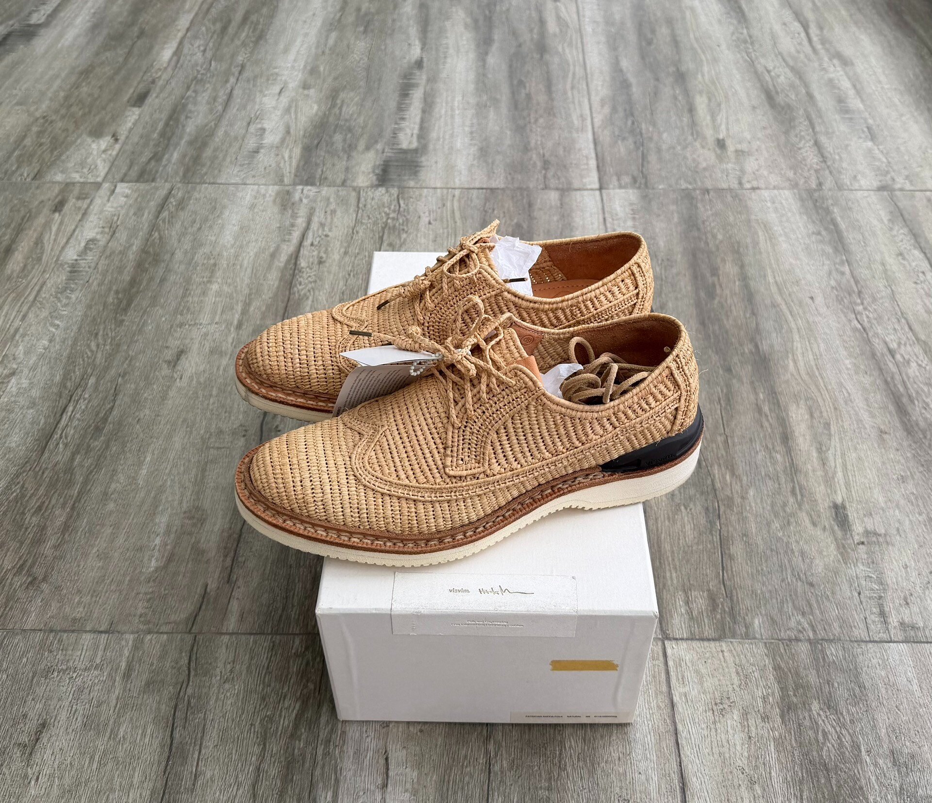 Visvim Patrician Raffia-Folk Low-Top Shoes — front