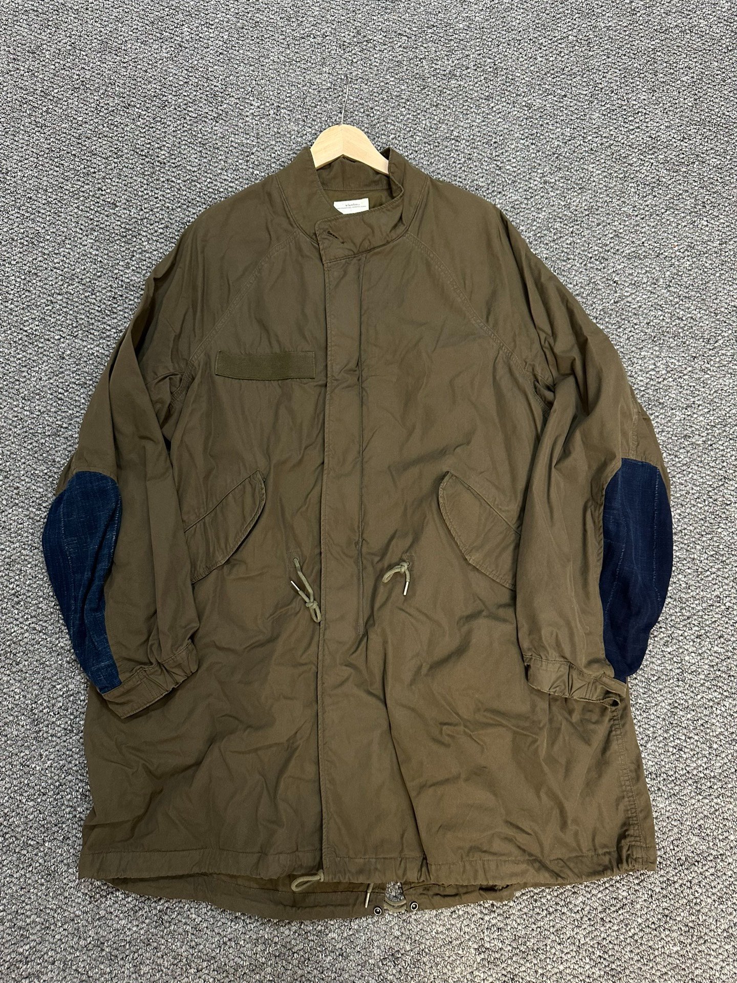 visvim six five mud-dyed patchwork coat