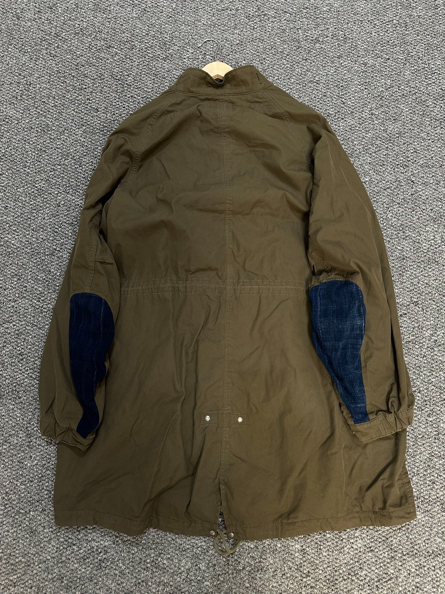 visvim six five mud-dyed patchwork coat — detail