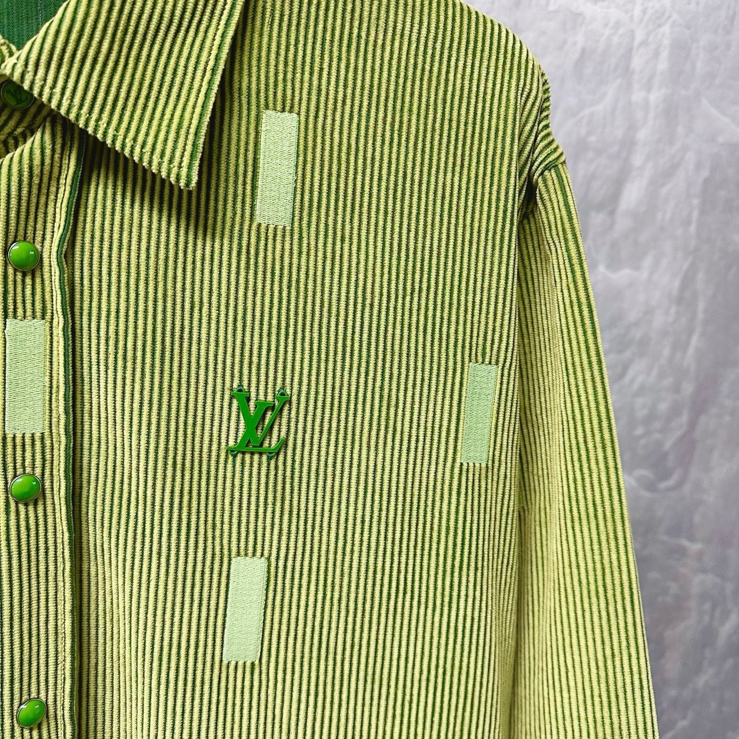 Louis Vuitton Logo Stripe Long-Sleeve Shirt — detail