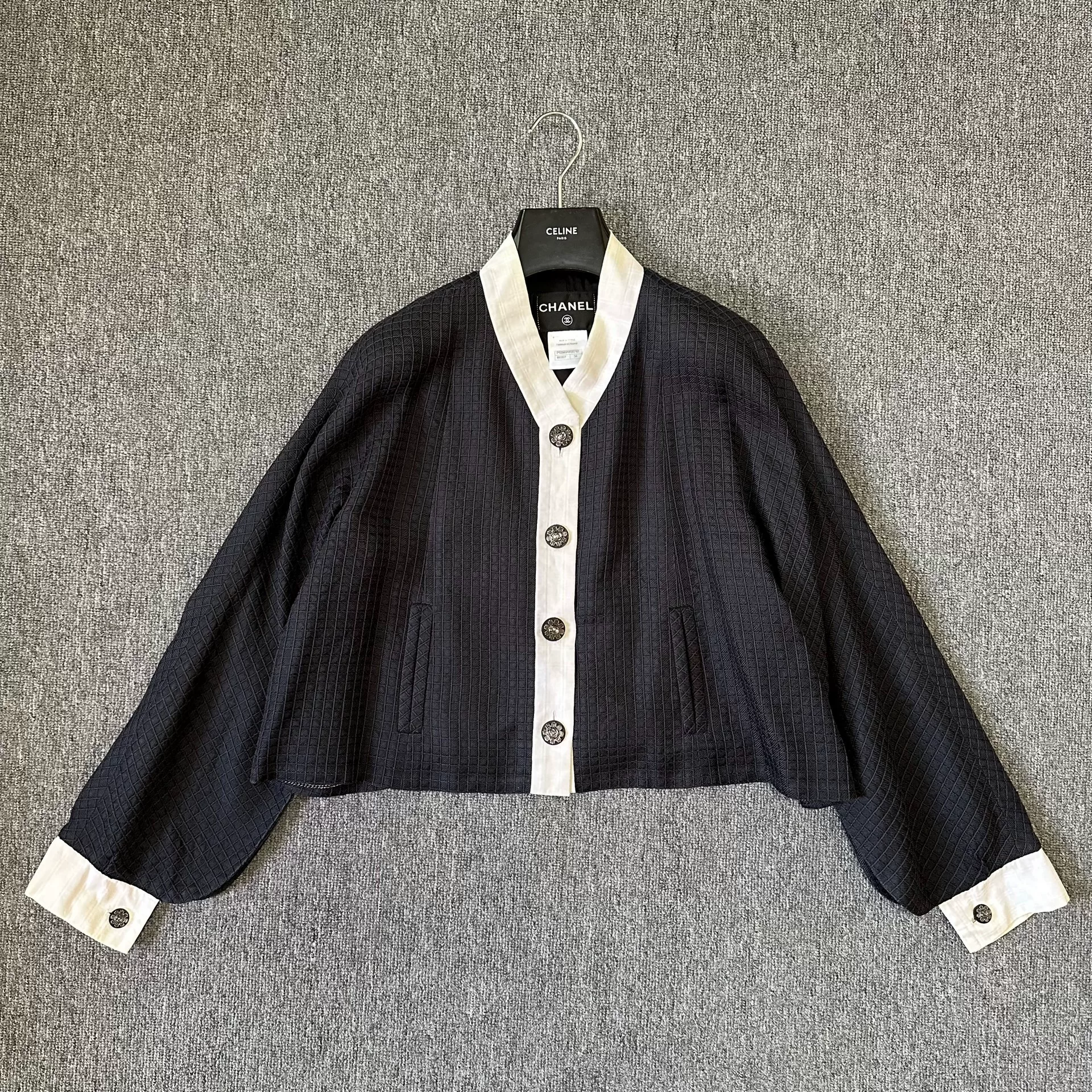 Chanel Black Cropped Jacket with Trim