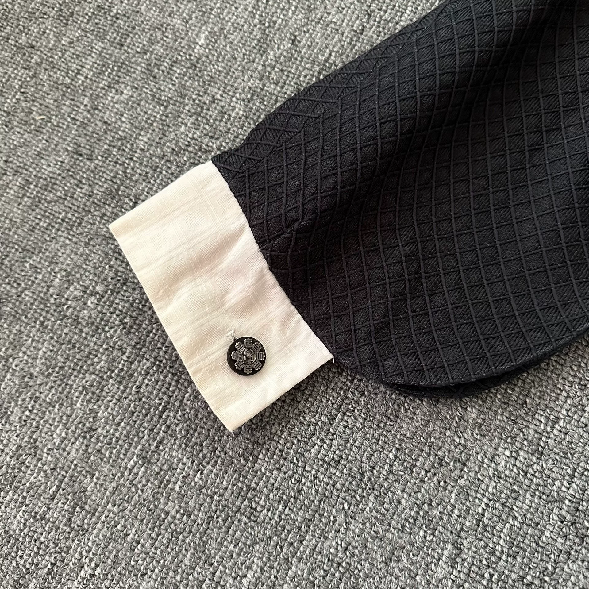 Chanel Black Cropped Jacket with Trim — detail