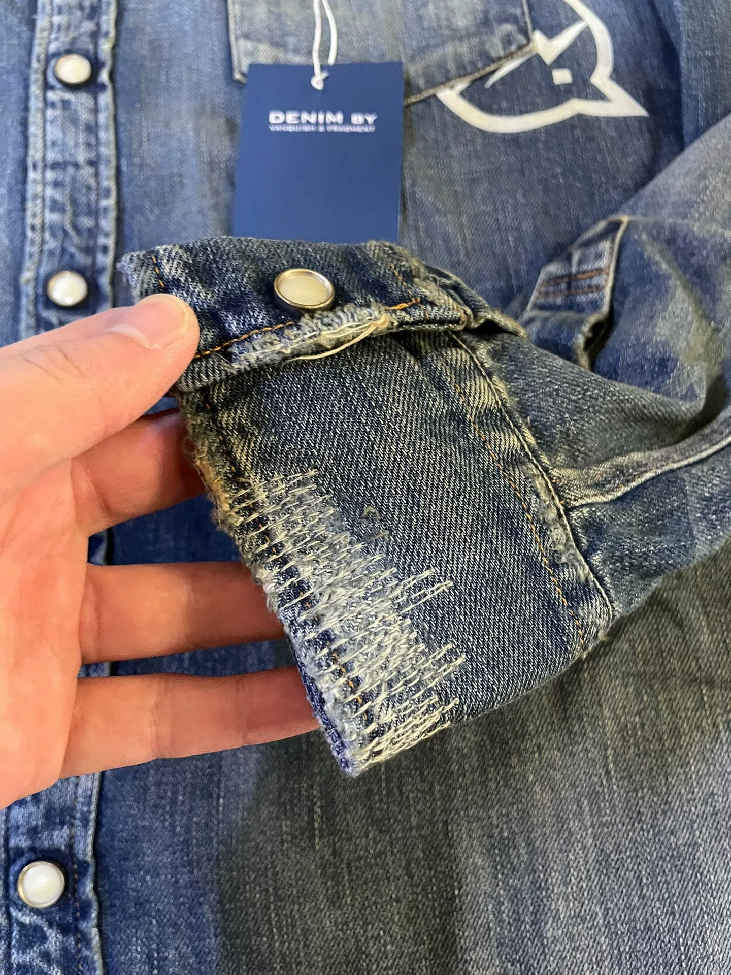 Vanquish Fragment Denim Shirt Jacket — label