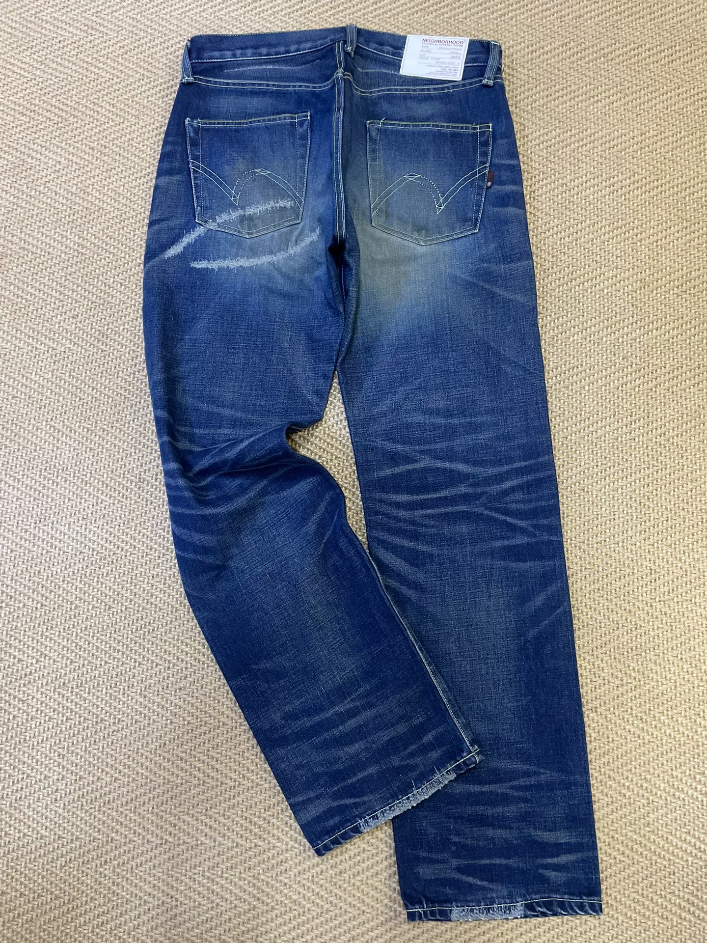 NEIGHBORHOOD 06EX KNEEL DOWN Patched Distressed Jeans — front