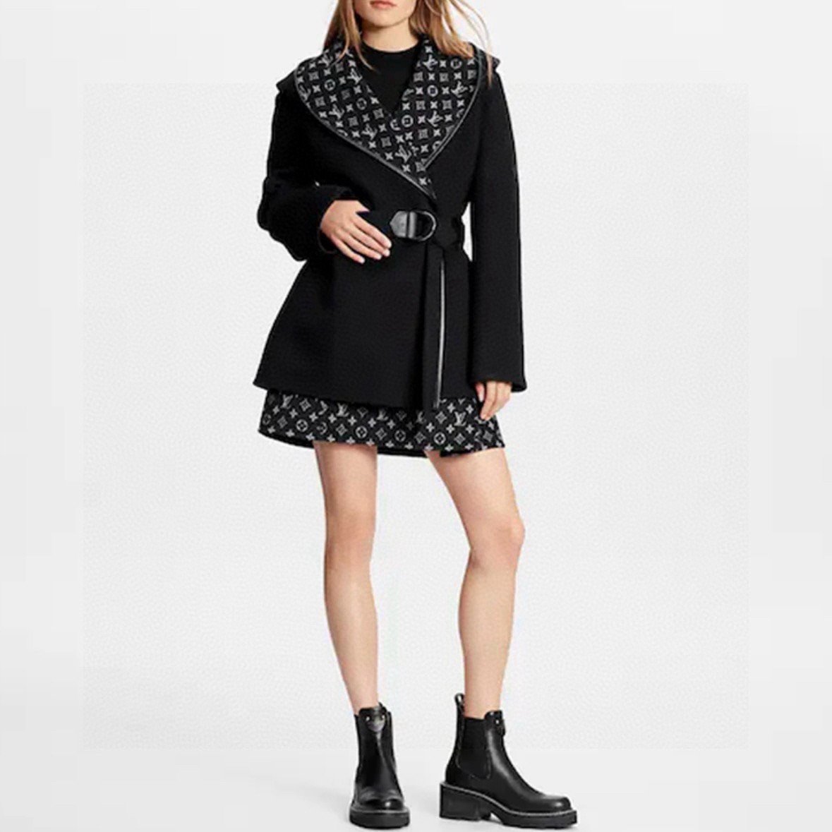 Louis Vuitton Monogram Lined Hooded Coat — front