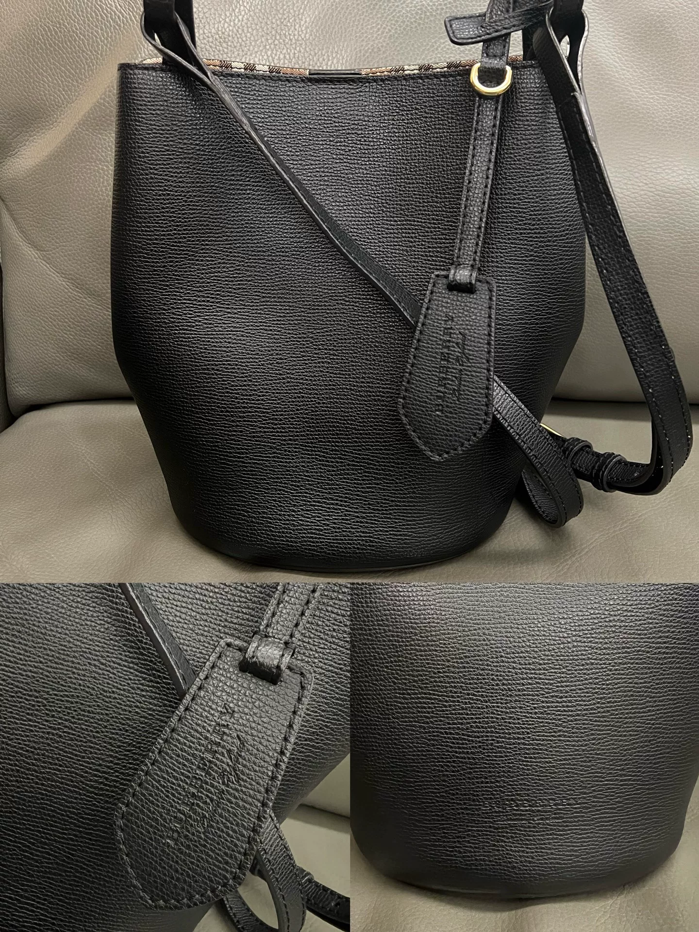 Burberry Crossbody Leather Bucket Bag — front