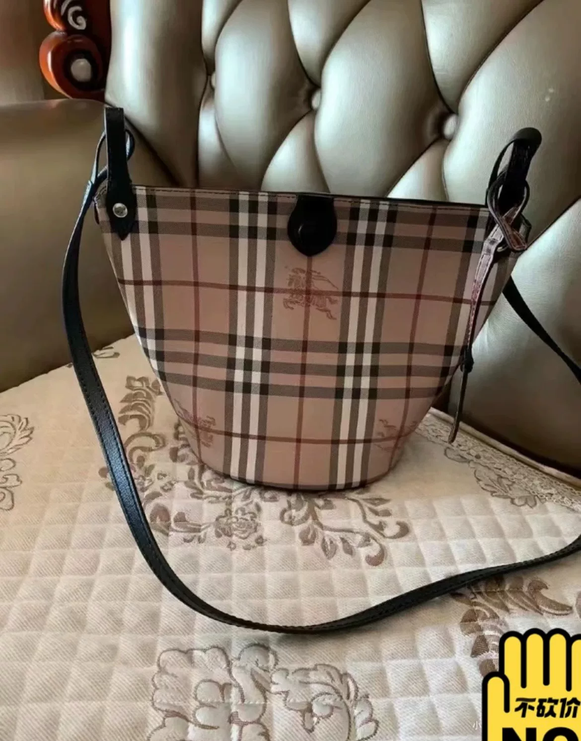 Burberry Crossbody Leather Bucket Bag — back