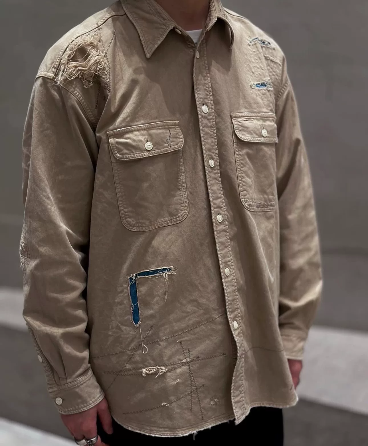 visvim grand crash long-sleeve shirt — front