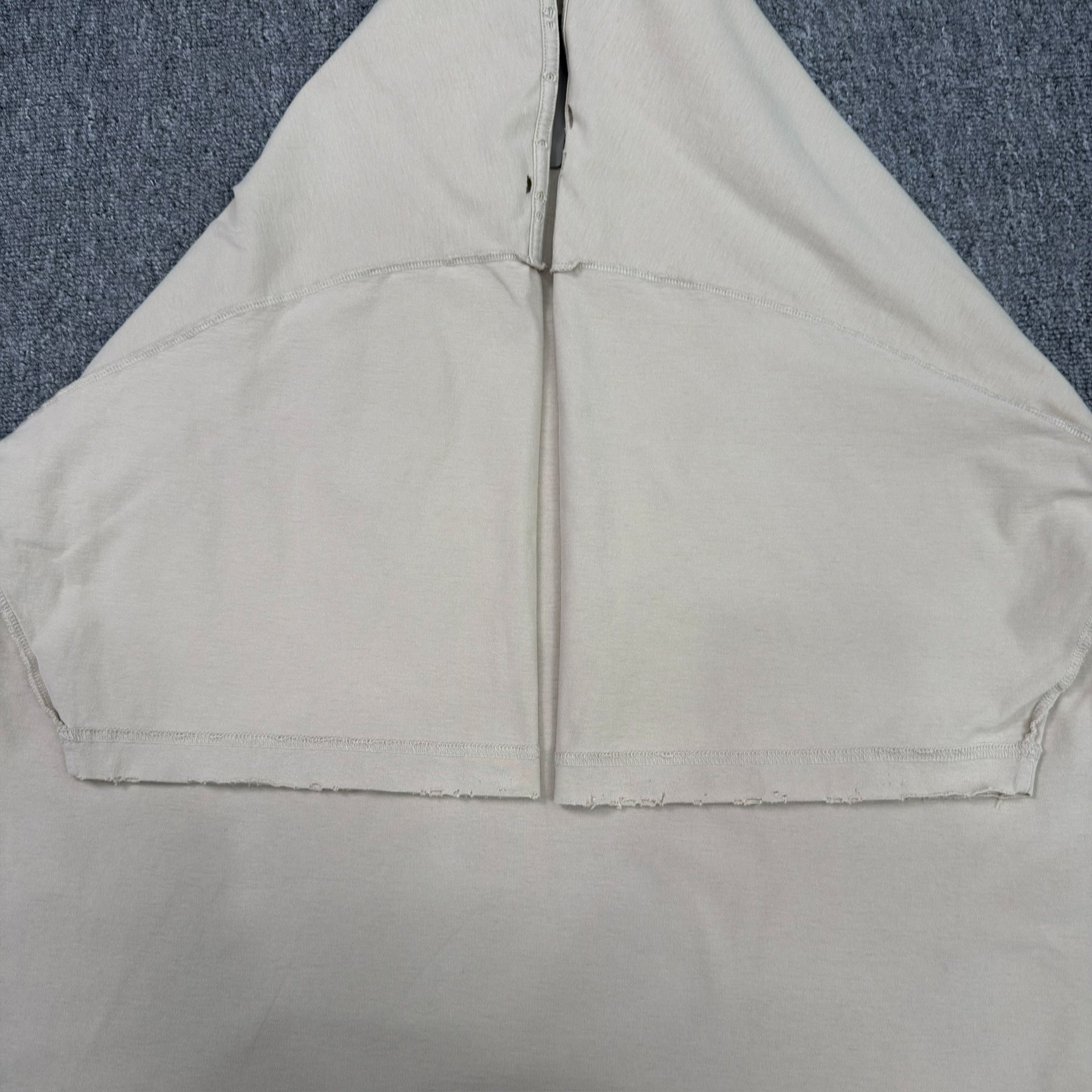 Balenciaga Beige Embroidered Distressed T-Shirt — back