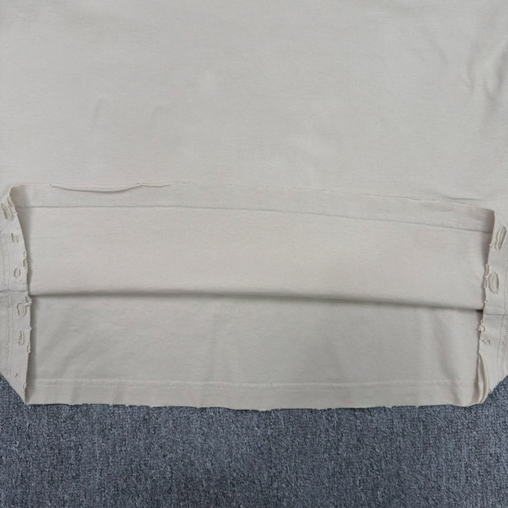 Balenciaga Beige Embroidered Distressed T-Shirt — label