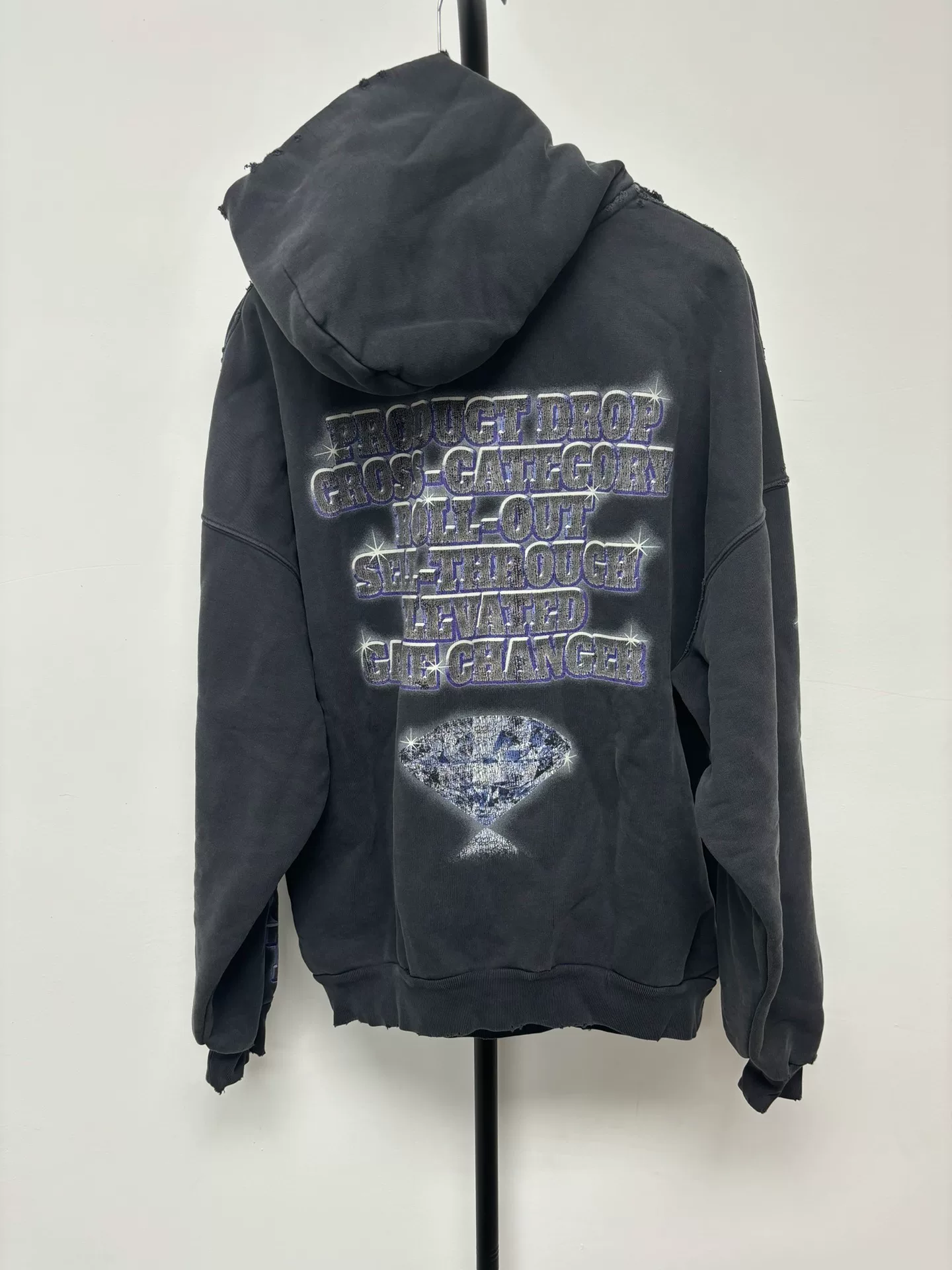 Balenciaga See Now Buy Now Distressed Hoodie — front
