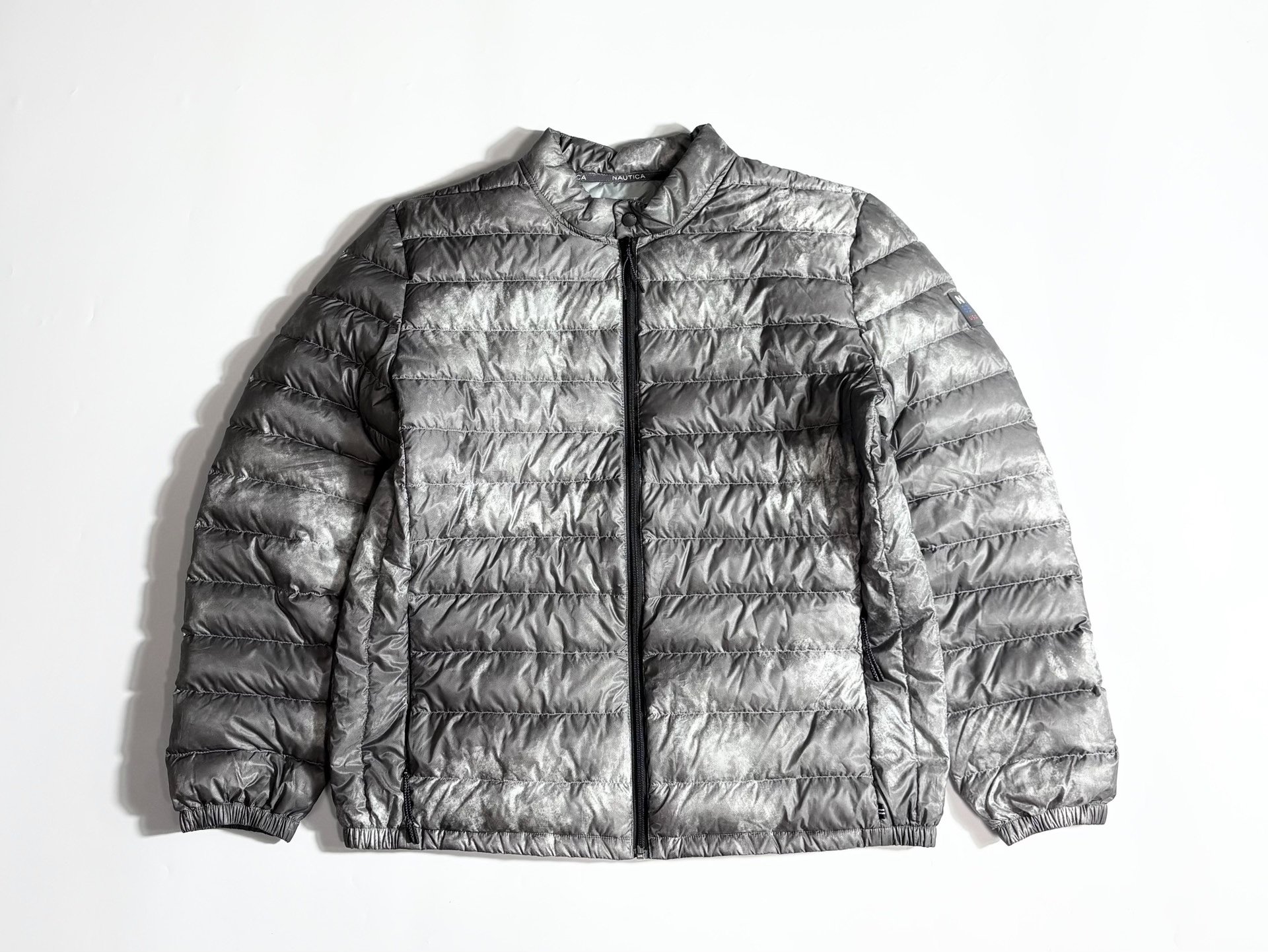 Nautica Metallic Gray Tie-Dye Puffer
