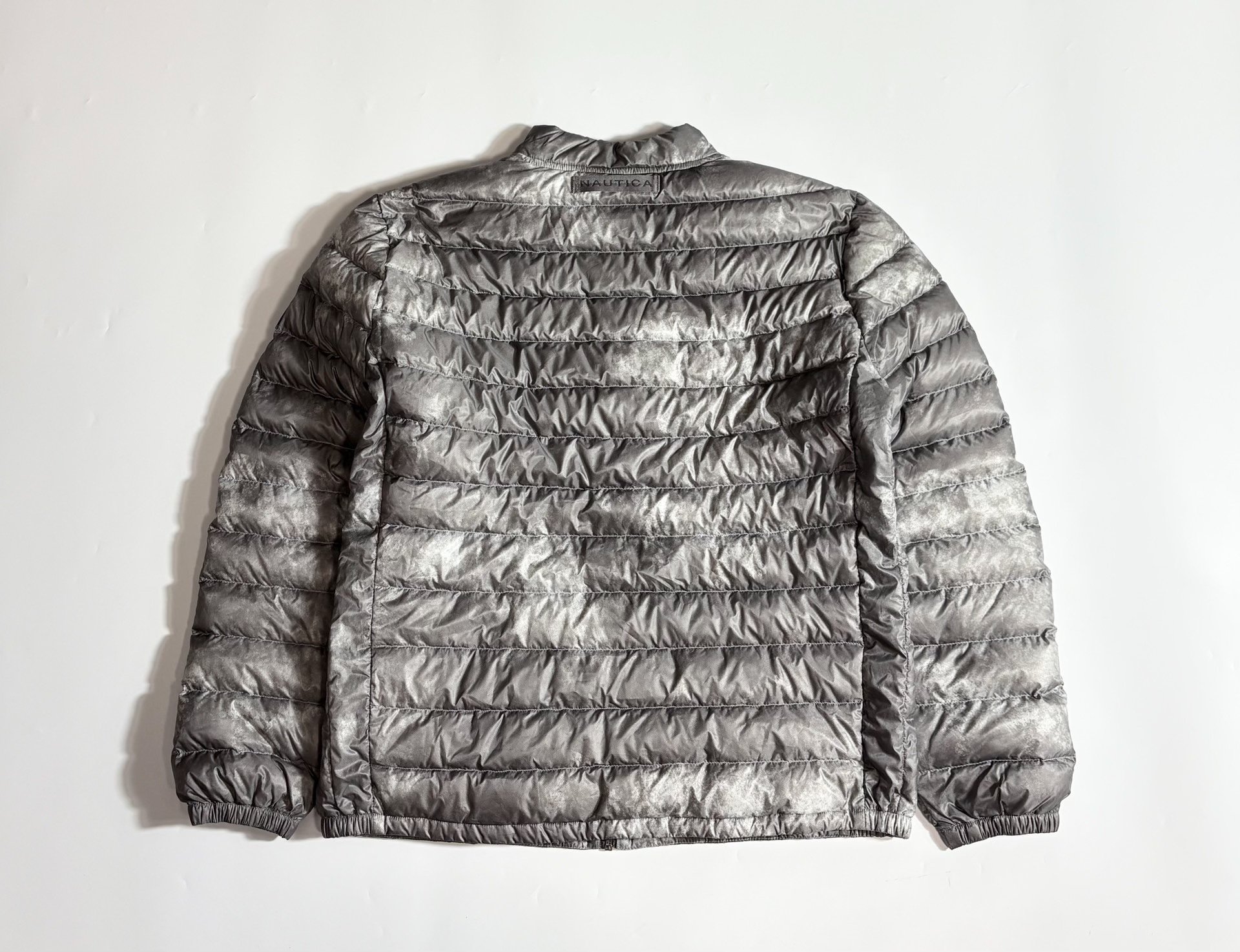 Nautica Metallic Gray Tie-Dye Puffer — front