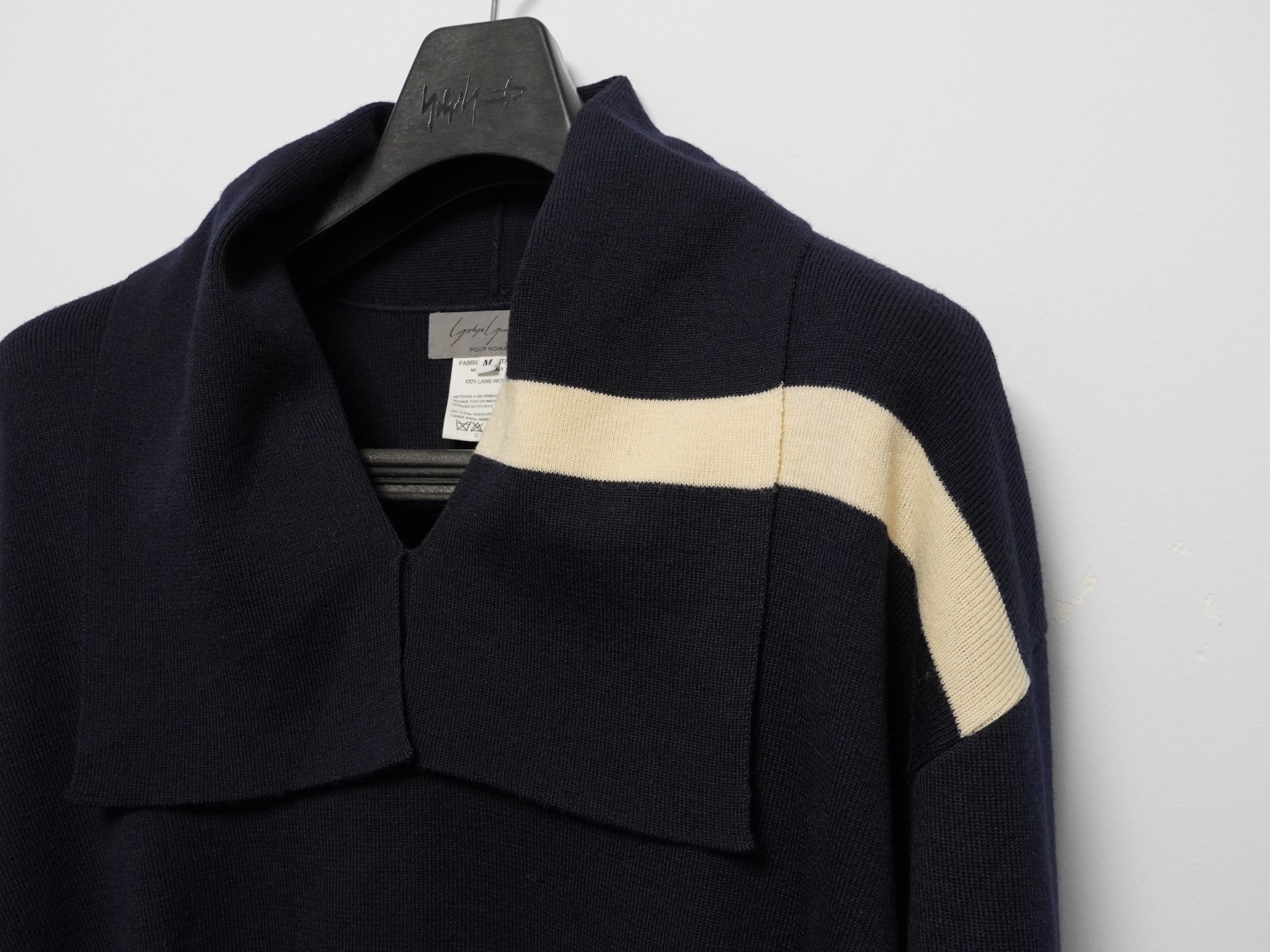 Yohji Yamamoto 1980ss Navy Collar Sweater — detail