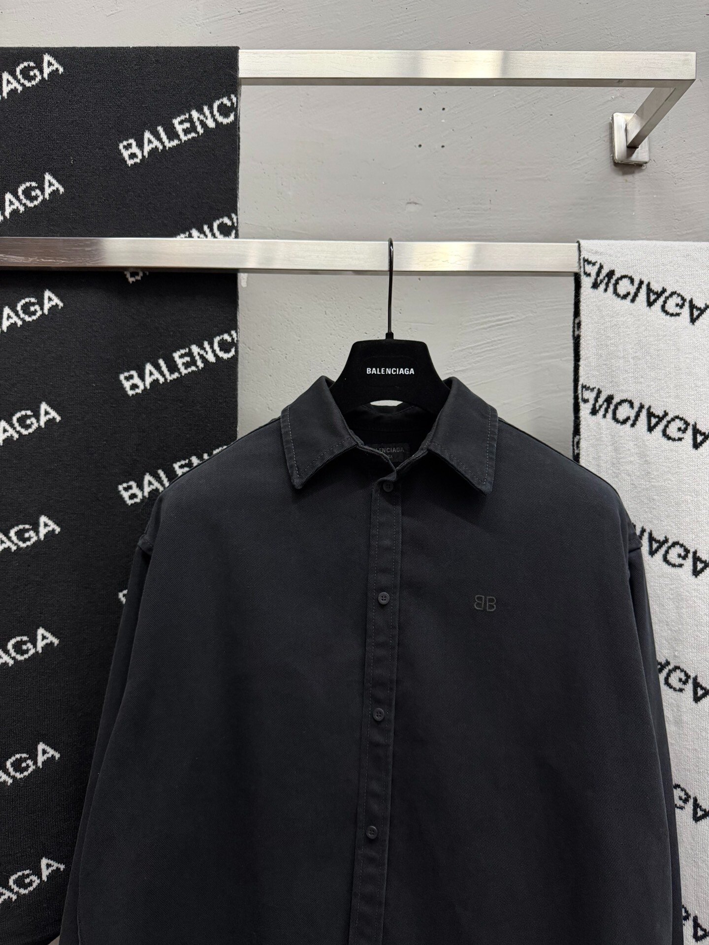 Balenciaga Black Denim Shirt XS — front