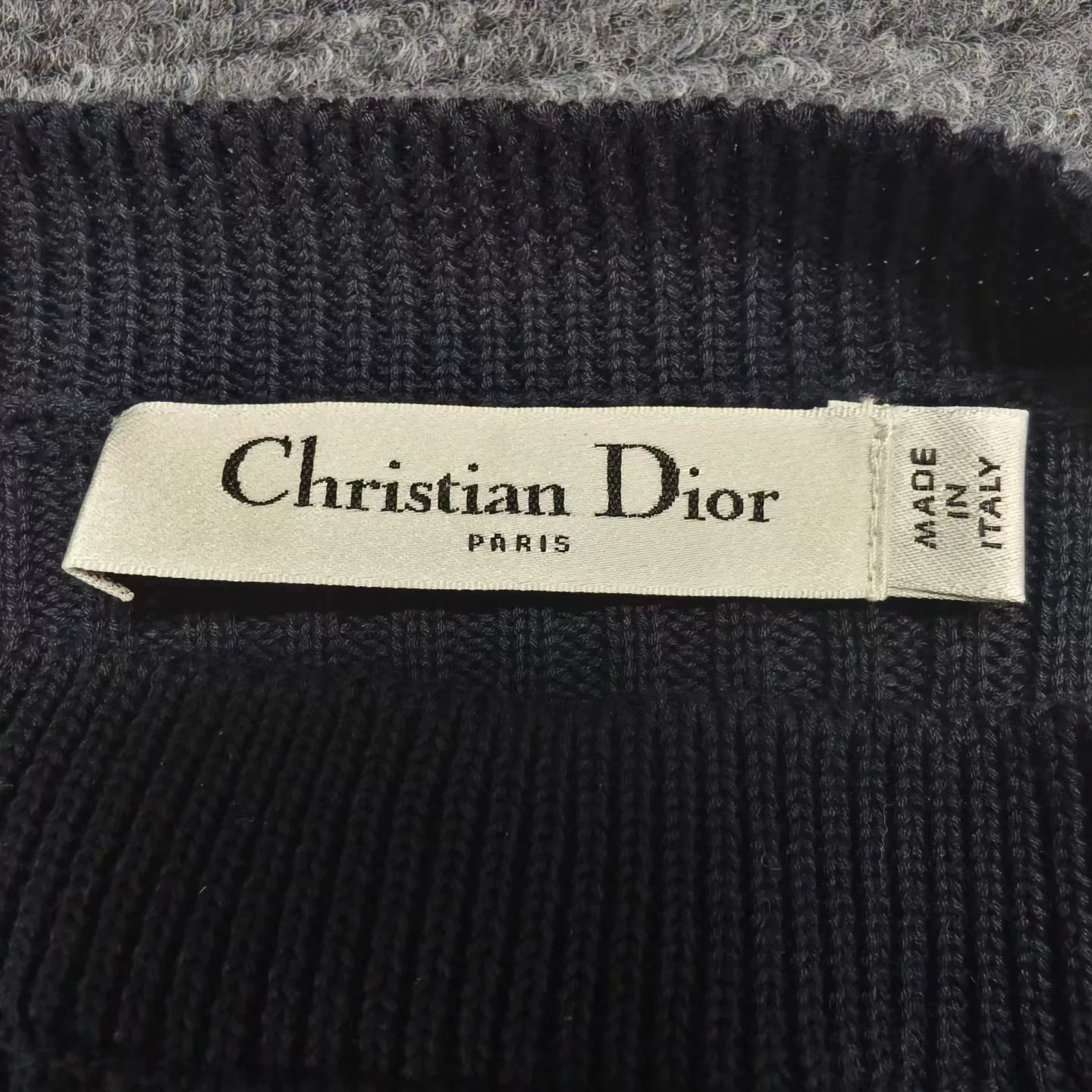 Christian Dior Navy Striped Star Sweater — detail