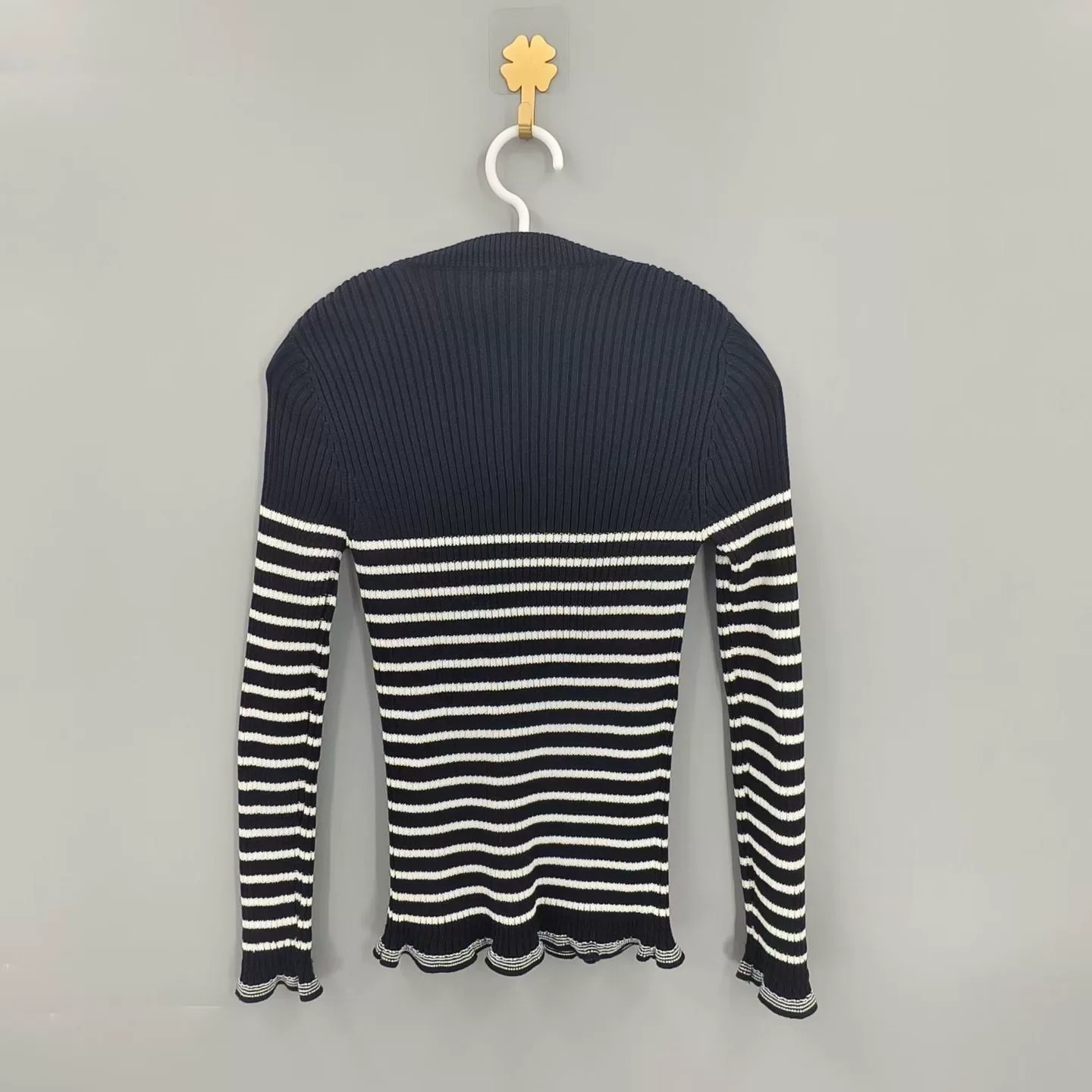 Christian Dior Navy Striped Star Sweater — front