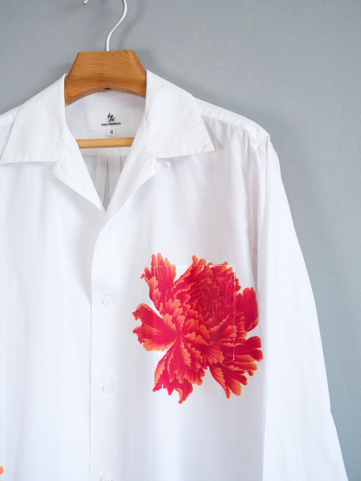 Yohji Yamamoto 05AW Peony Print Shirt — detail