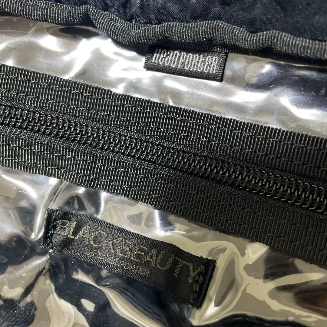 Head Porter Black Beauty Dot Boston Bag — label