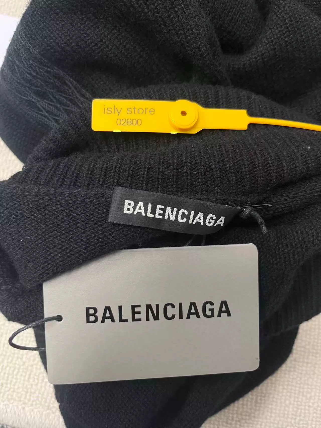 Balenciaga Paris Text High-Neck Sweater — label