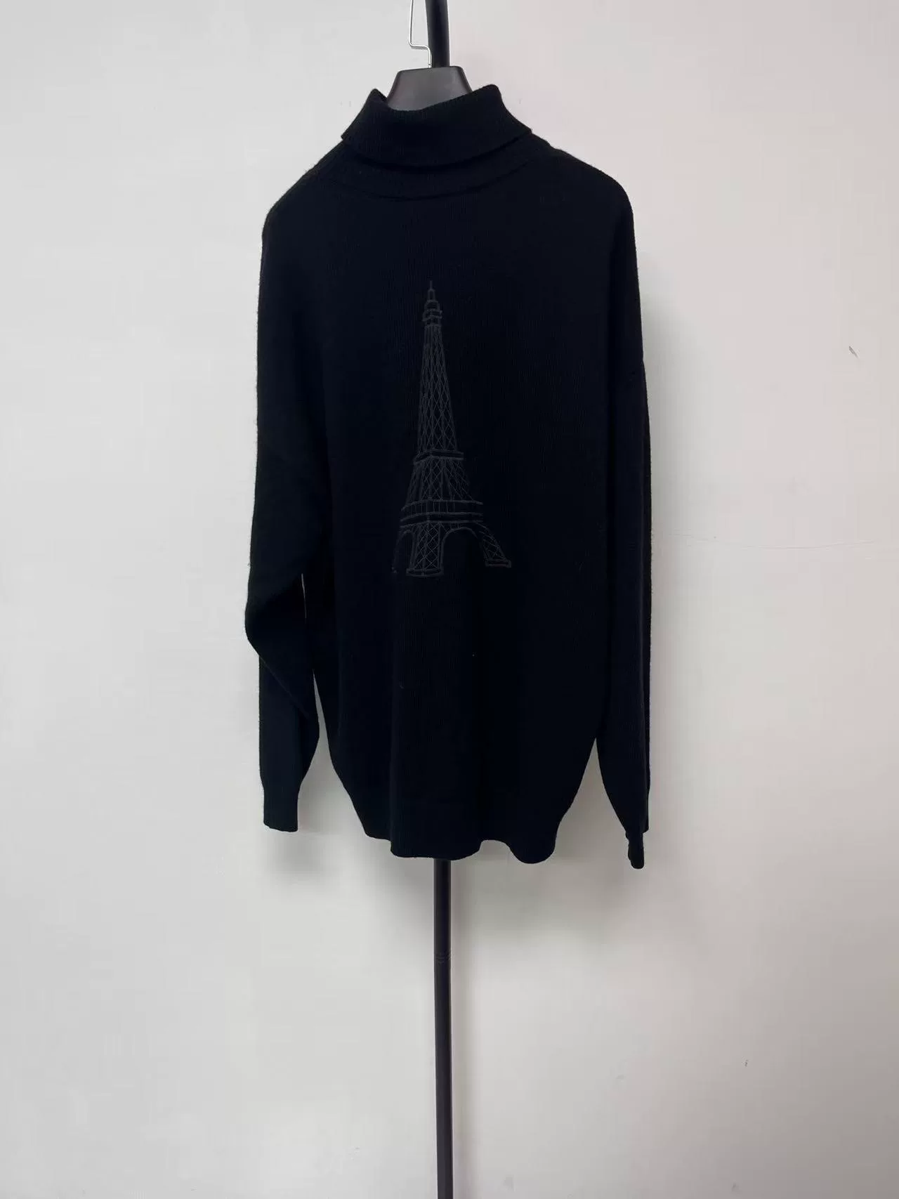 Balenciaga Paris Text High-Neck Sweater — front