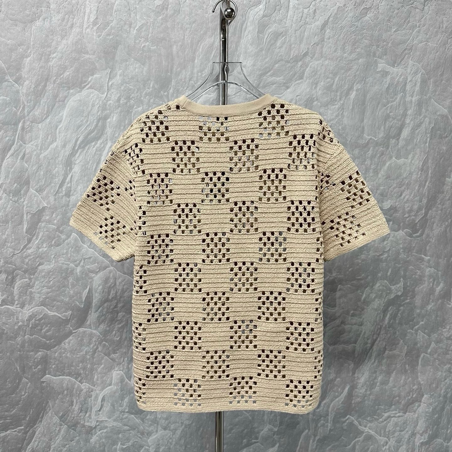 Louis Vuitton Checkered Openwork Knit Tee — back