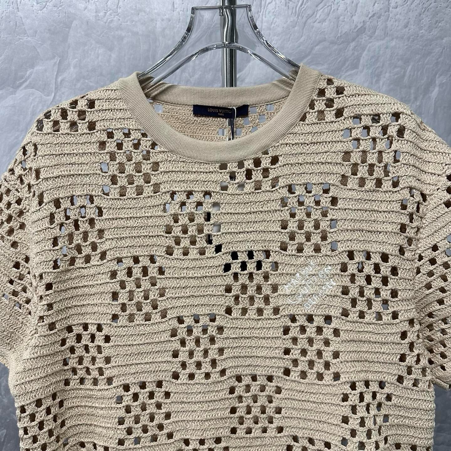 Louis Vuitton Checkered Openwork Knit Tee — front