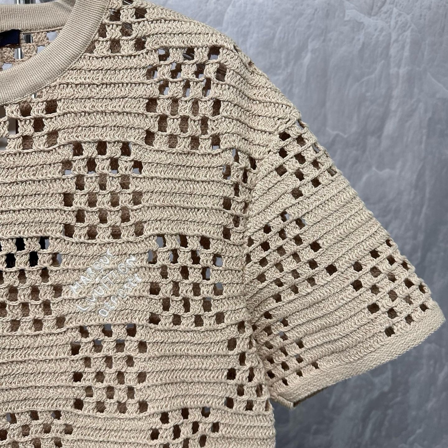Louis Vuitton Checkered Openwork Knit Tee — detail