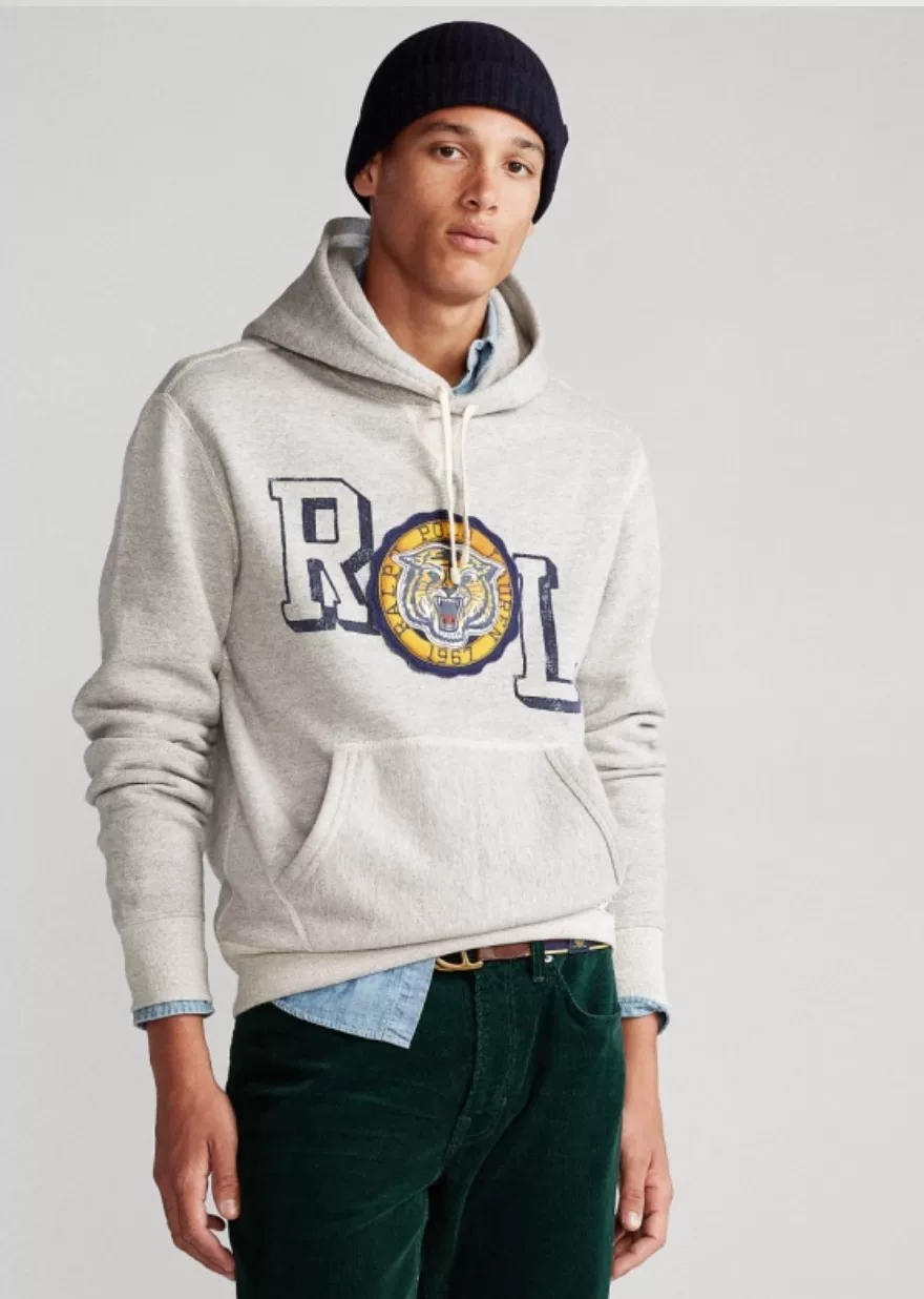 RL Polo Tiger Graphic Gray Hoodie — front