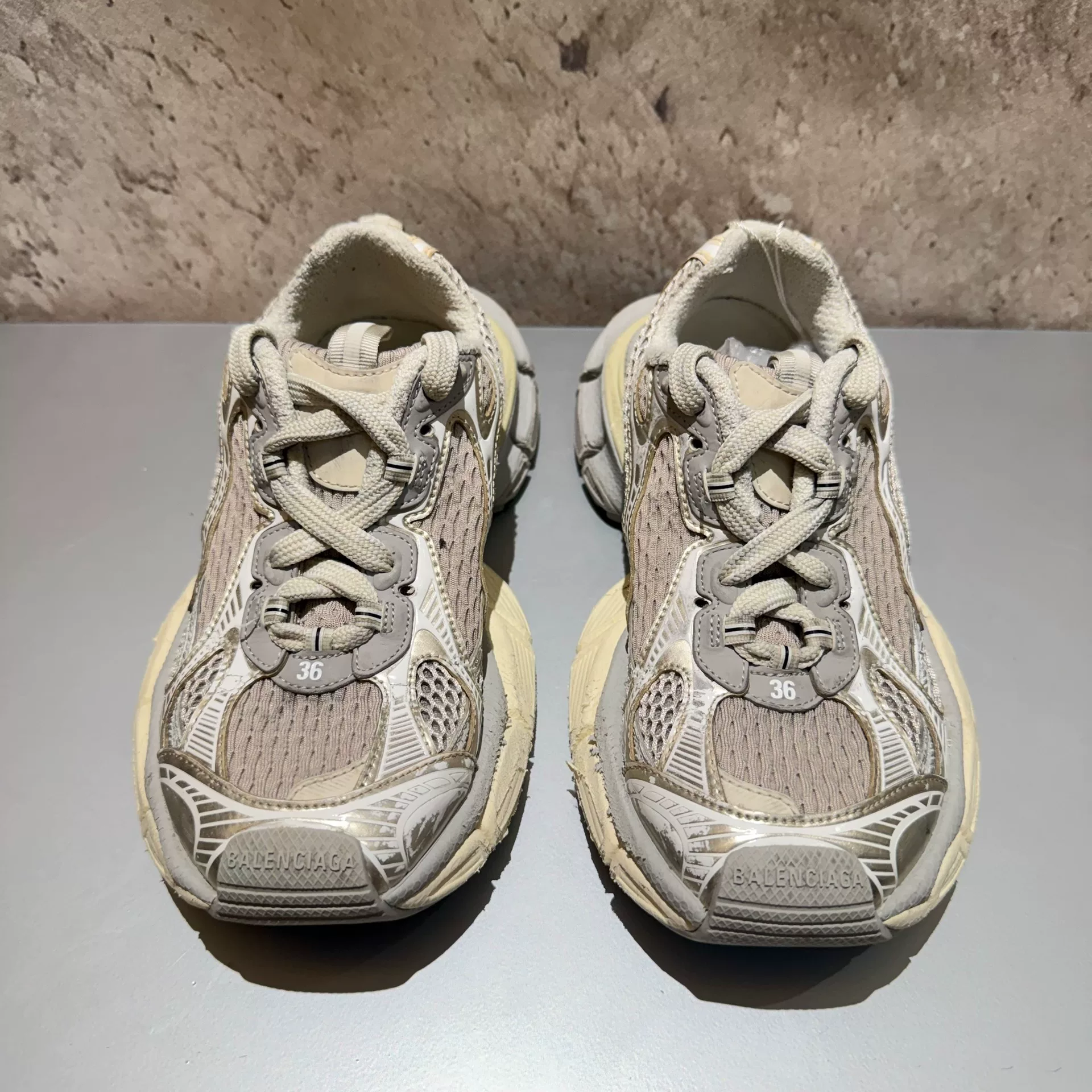 Balenciaga 3XL Light Beige Dad Shoes — front