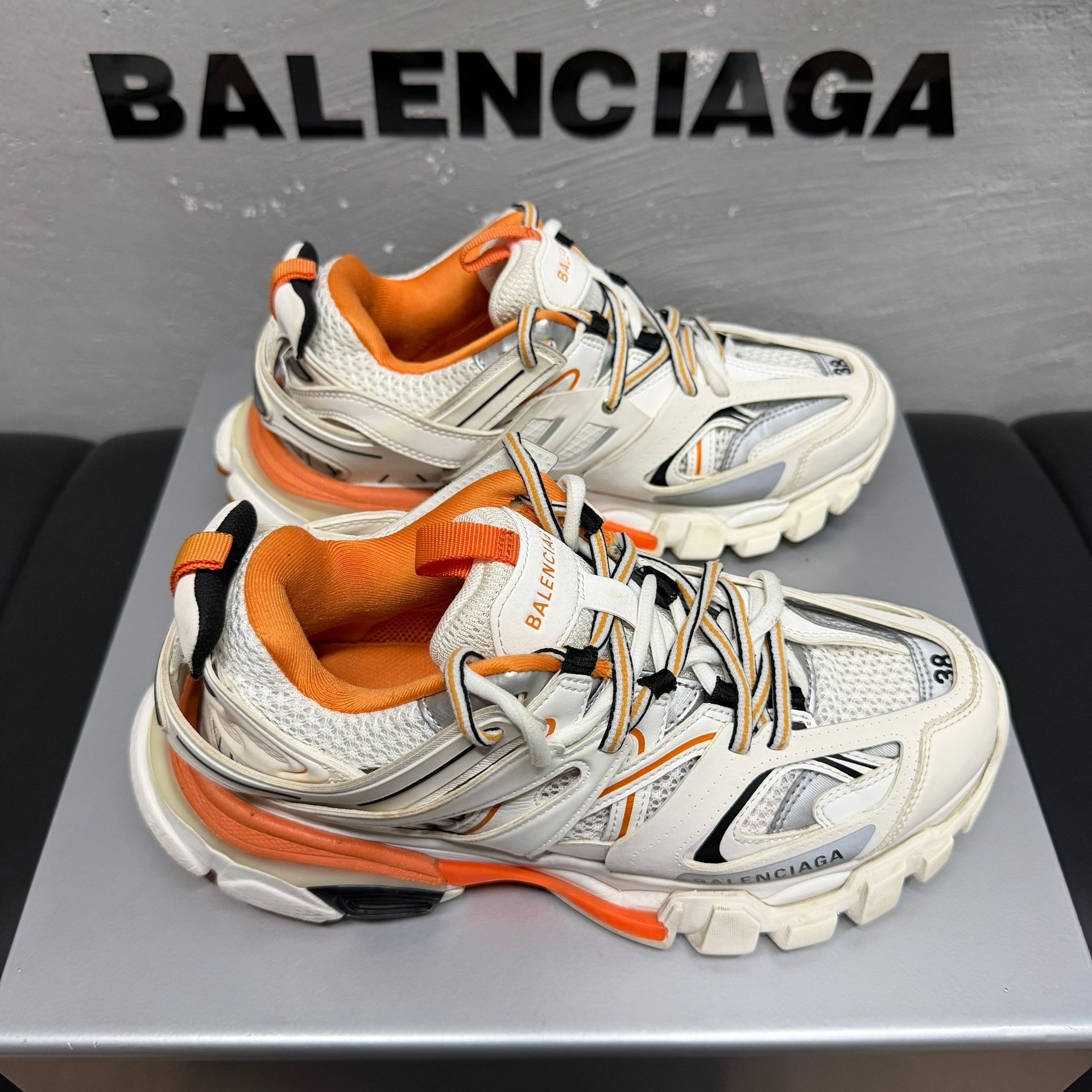Balenciaga Track Dad Shoes White Orange — back