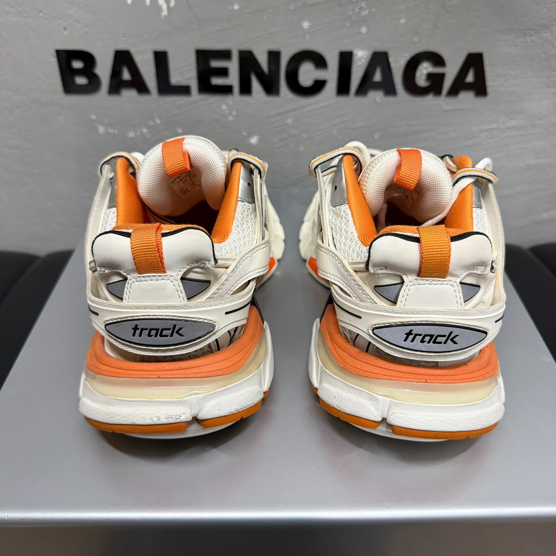Balenciaga Track Dad Shoes White Orange — label