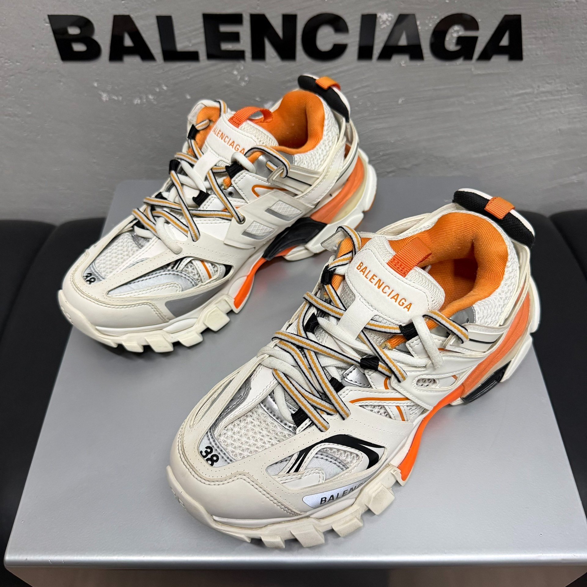 Balenciaga Track Dad Shoes White Orange