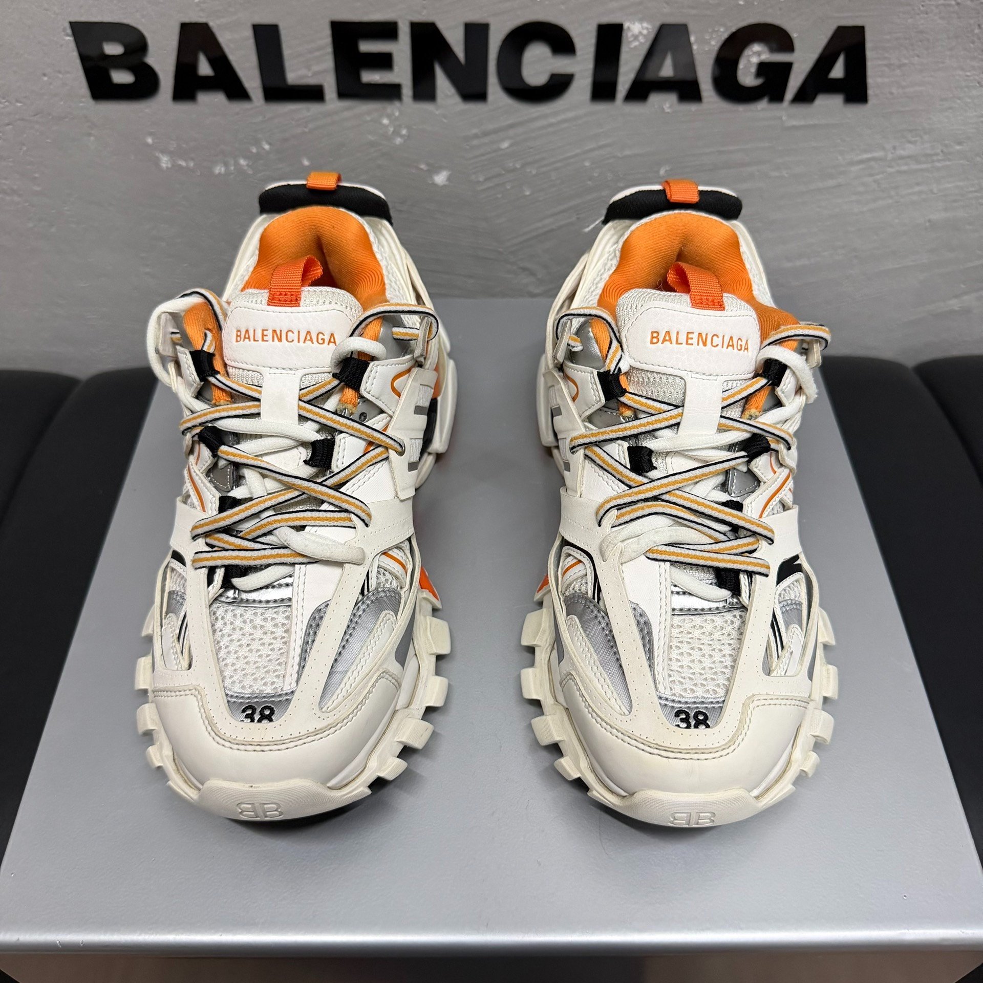 Balenciaga Track Dad Shoes White Orange — front